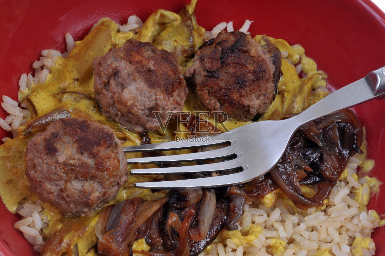 大米和肉丸照片摄影图片