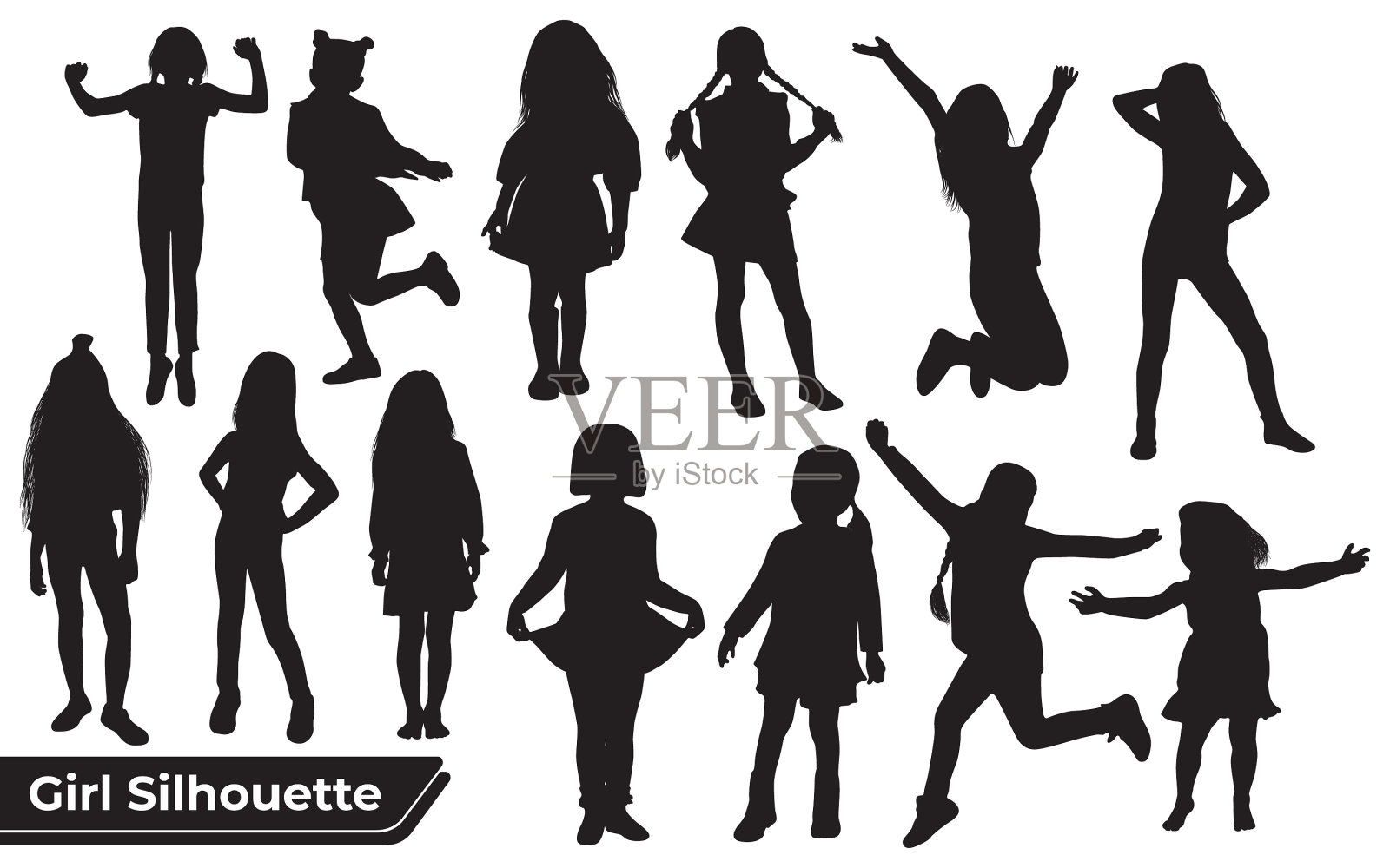 收藏了不同的少女剪影设计元素图片