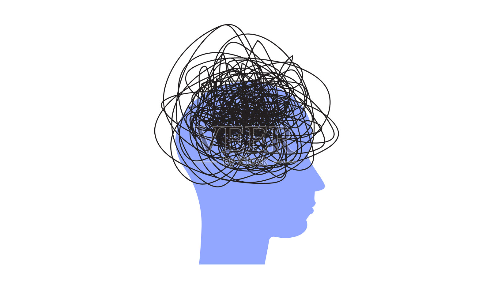 头部轮廓与云问题压力焦虑设计元素图片