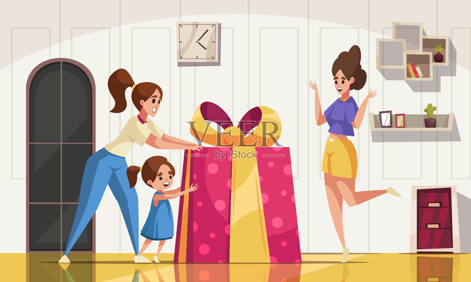 节日送礼物场景插画图片素材