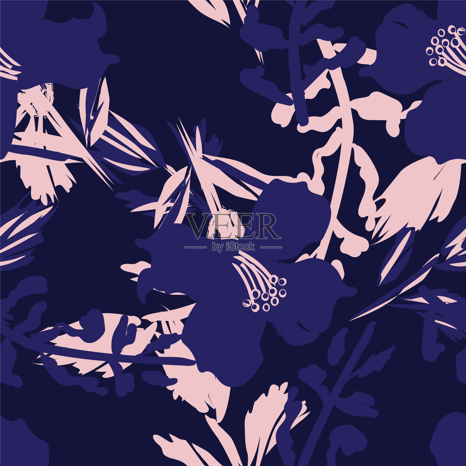 花卉笔触无缝图案设计插画图片素材