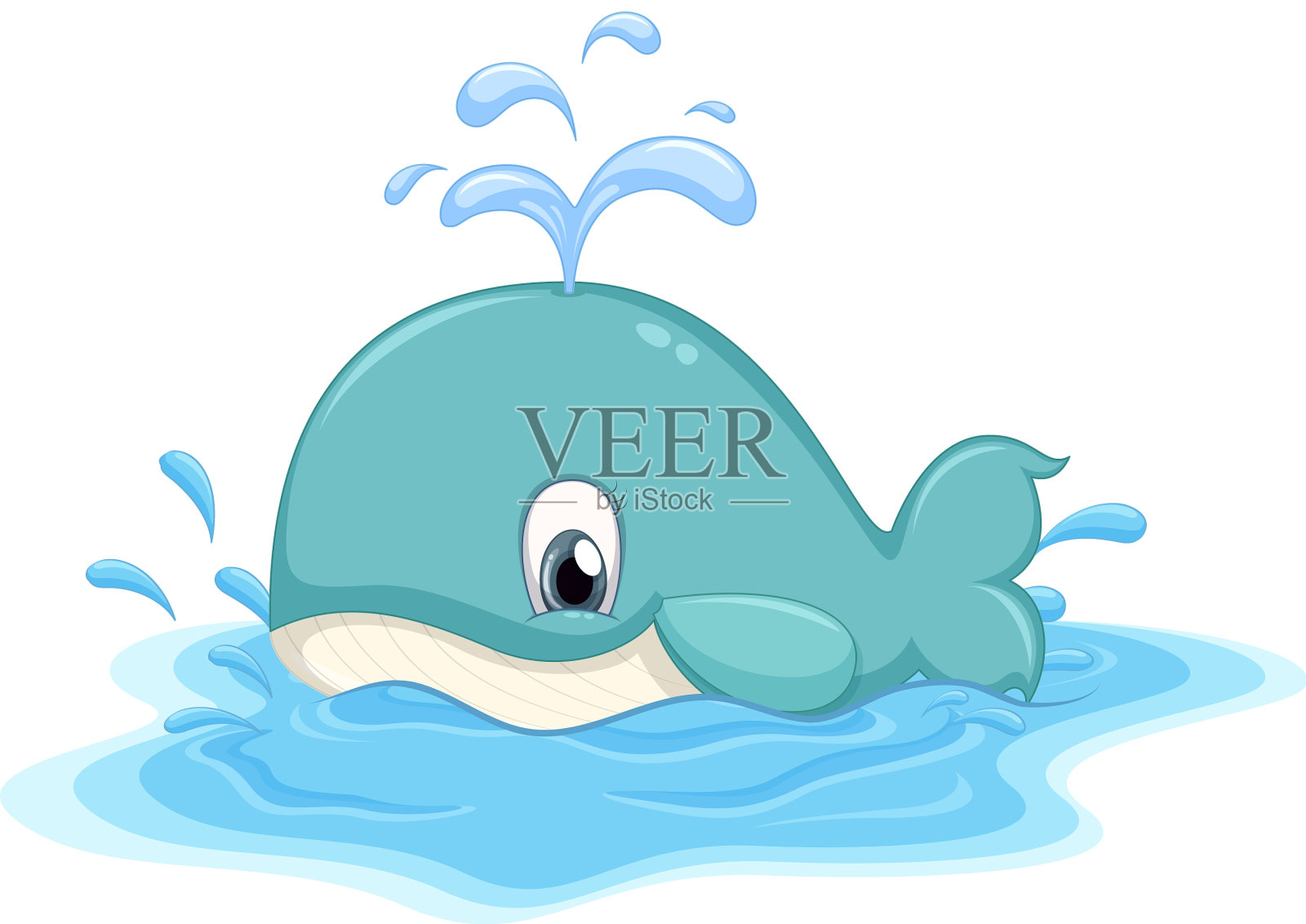 可爱的鲸鱼卡通人物设计元素图片