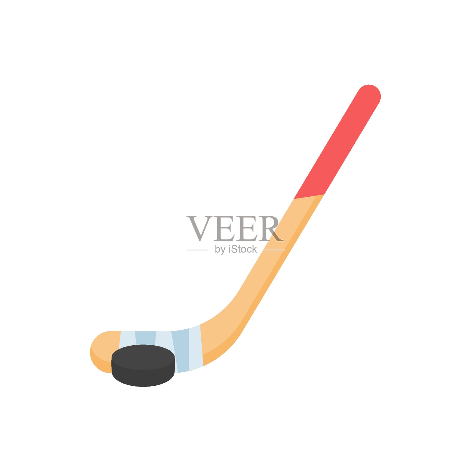 曲棍球棍和球冰上运动的设备。插画图片素材