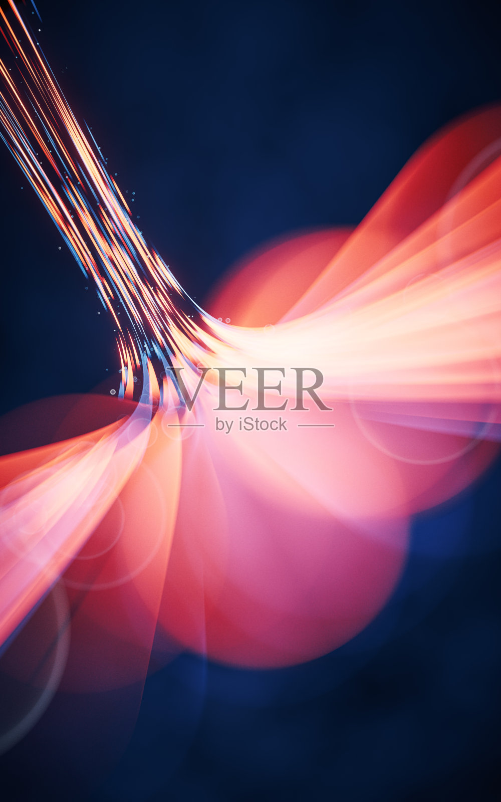 流动的曲线与霓虹灯线条 3D渲染照片摄影图片