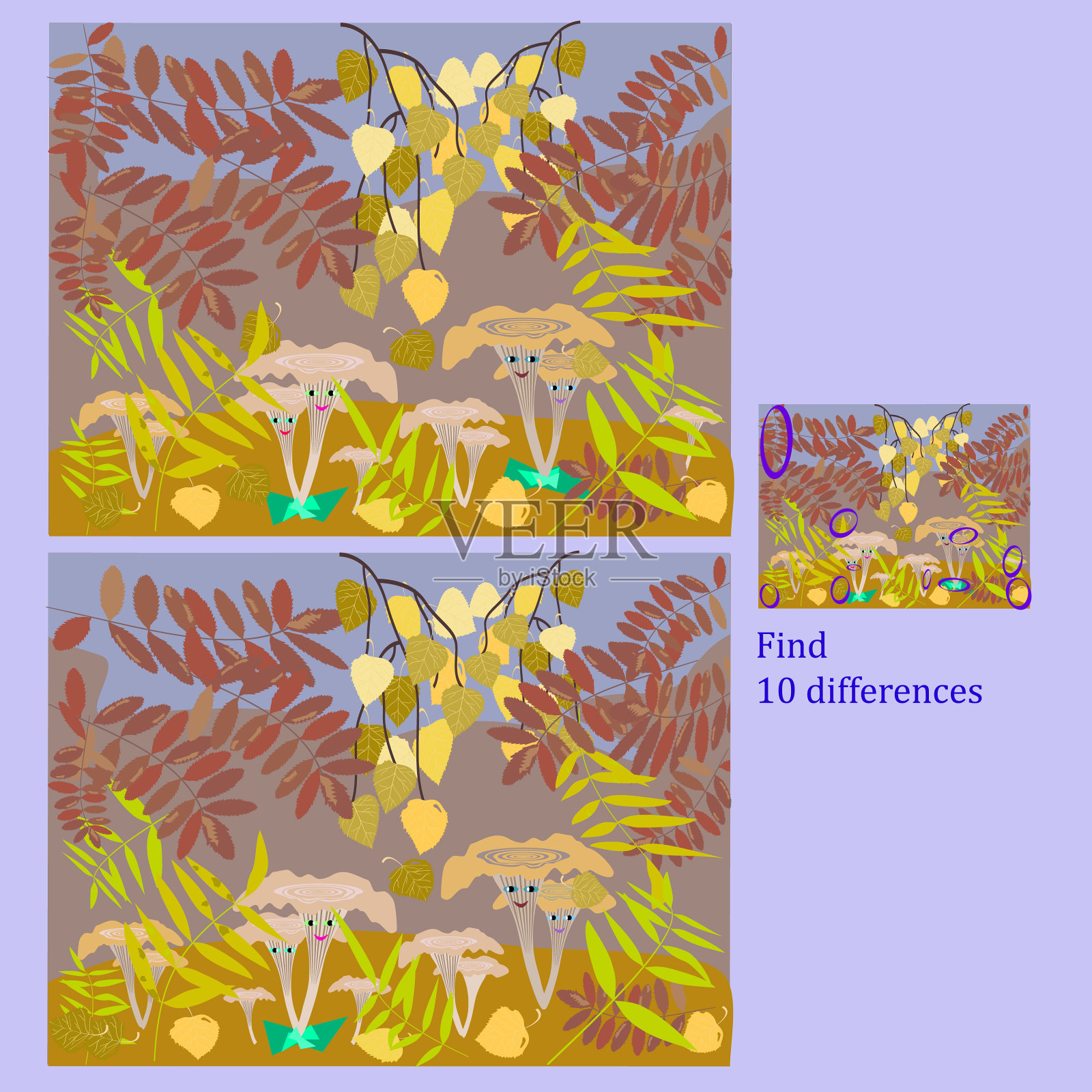 找出6岁以下儿童的10个不同点插画图片素材