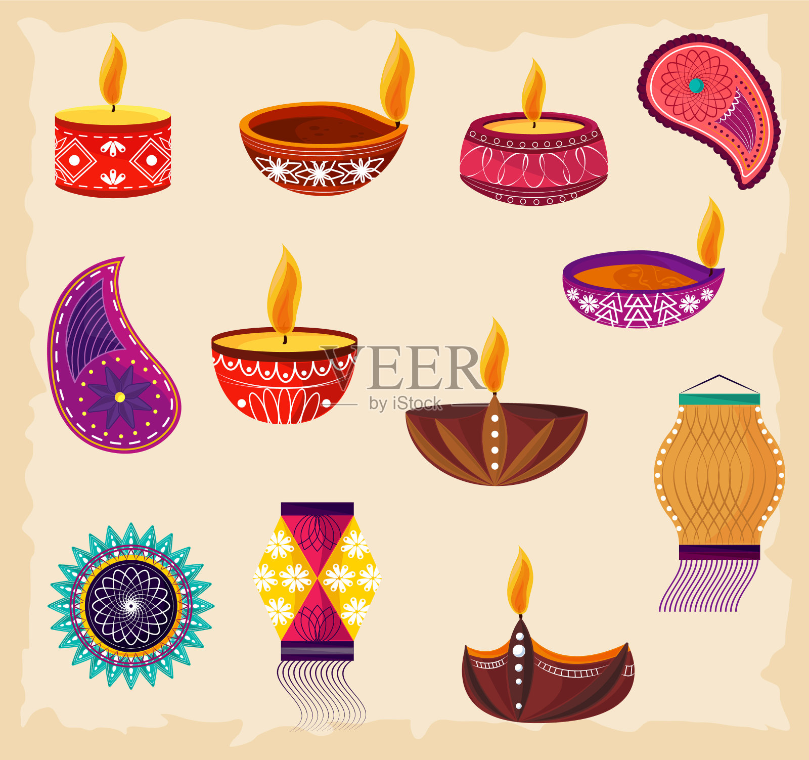 排灯节灯装饰插画图片素材