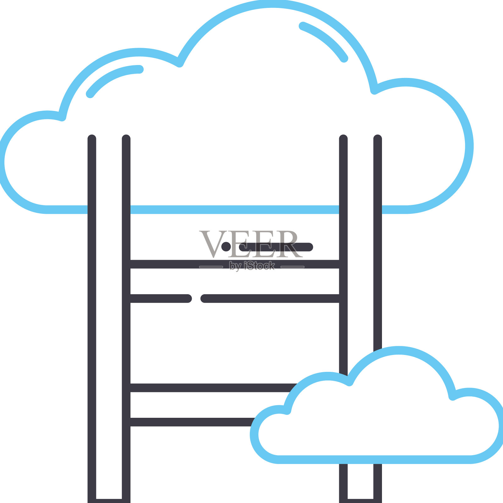 云存储线路图标轮廓符号插画图片素材