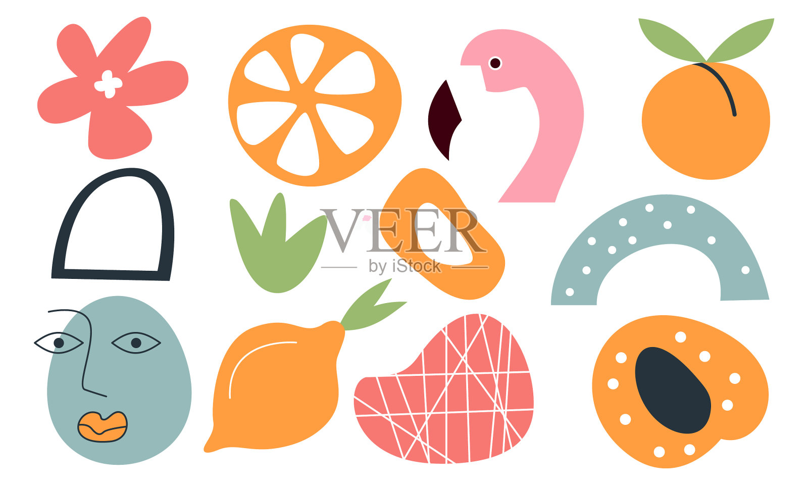 现代时髦的涂鸦和抽象的自然图标插画图片素材