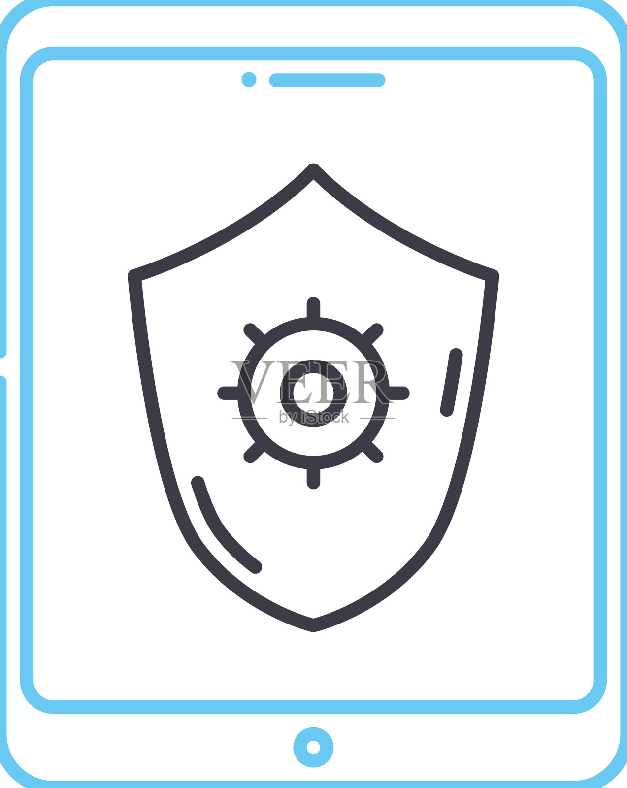 防病毒保护线图标轮廓符号插画图片素材