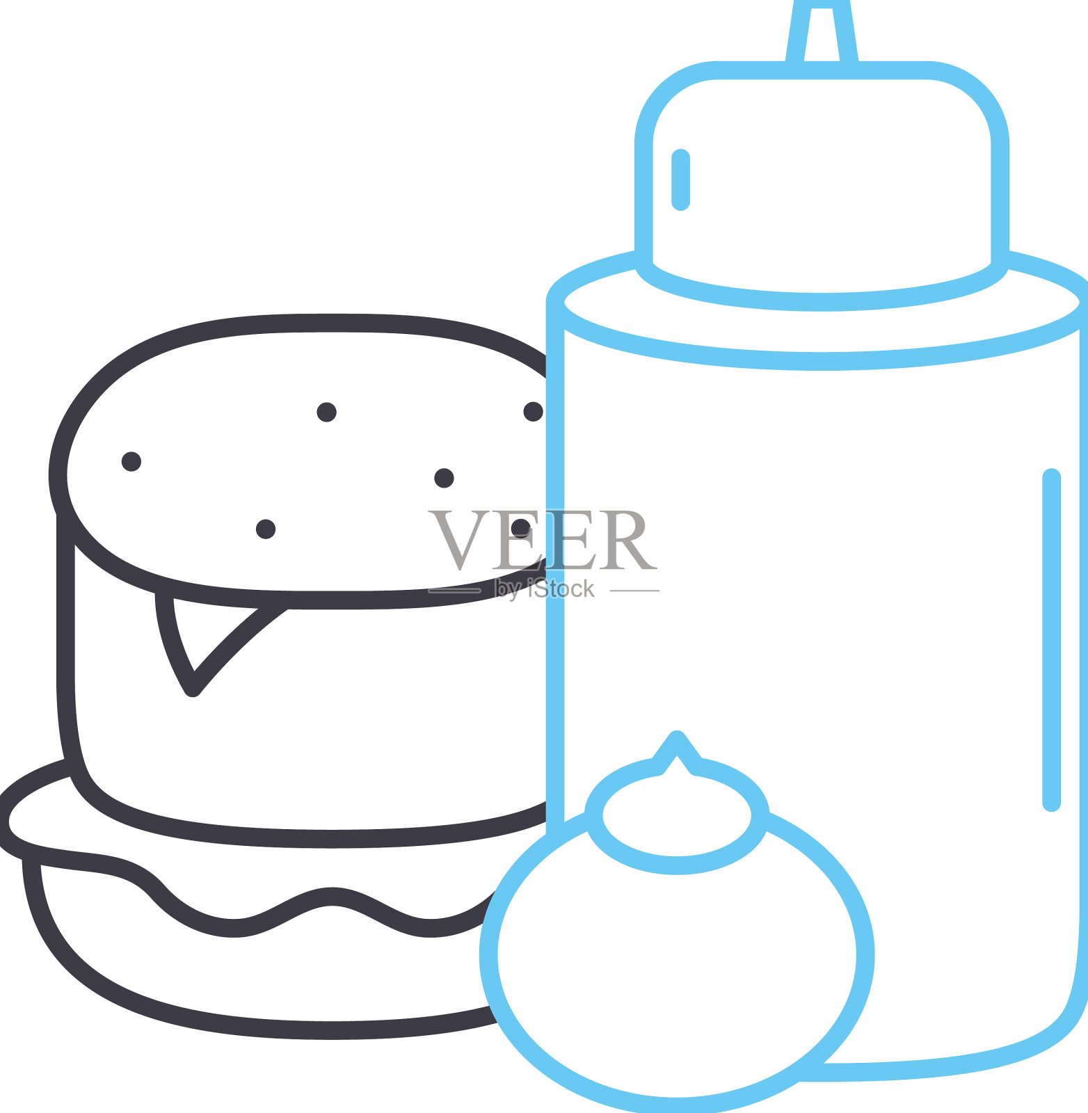 咖啡厅和餐厅的线条图标轮廓符号设计元素图片