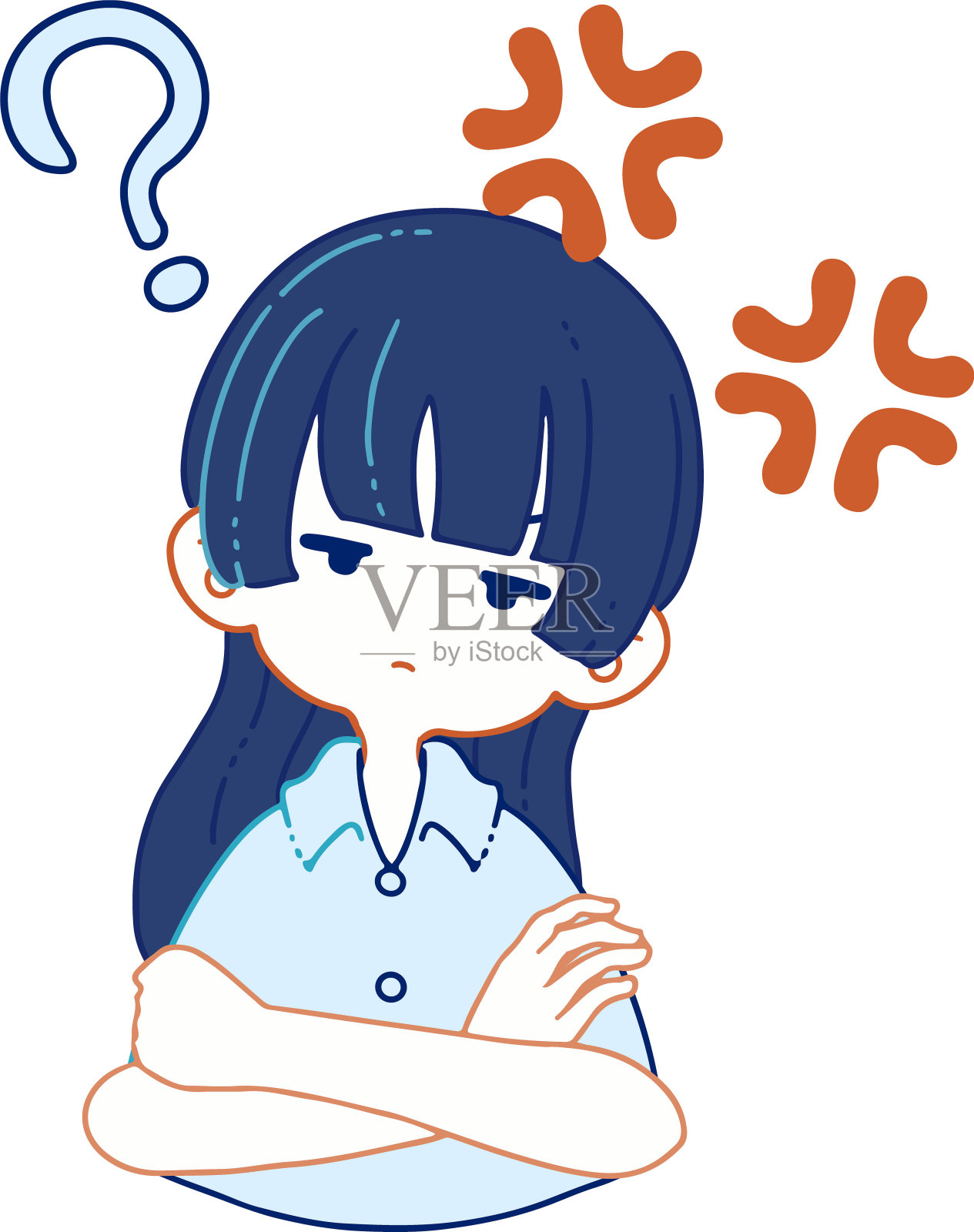 一个人生气地问的插图插画图片素材