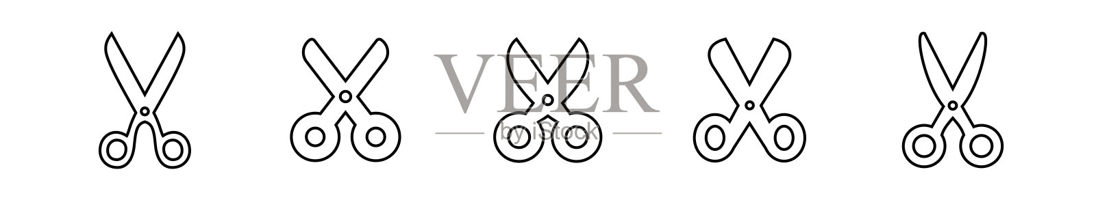 剪刀矢量图标集。剪刀的象形图。切割的象征。图标素材