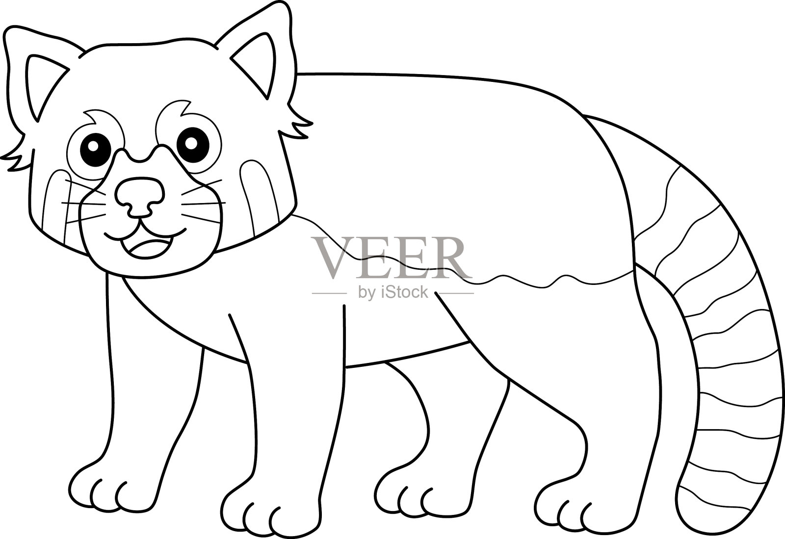 小熊猫儿童独立涂色页插画图片素材