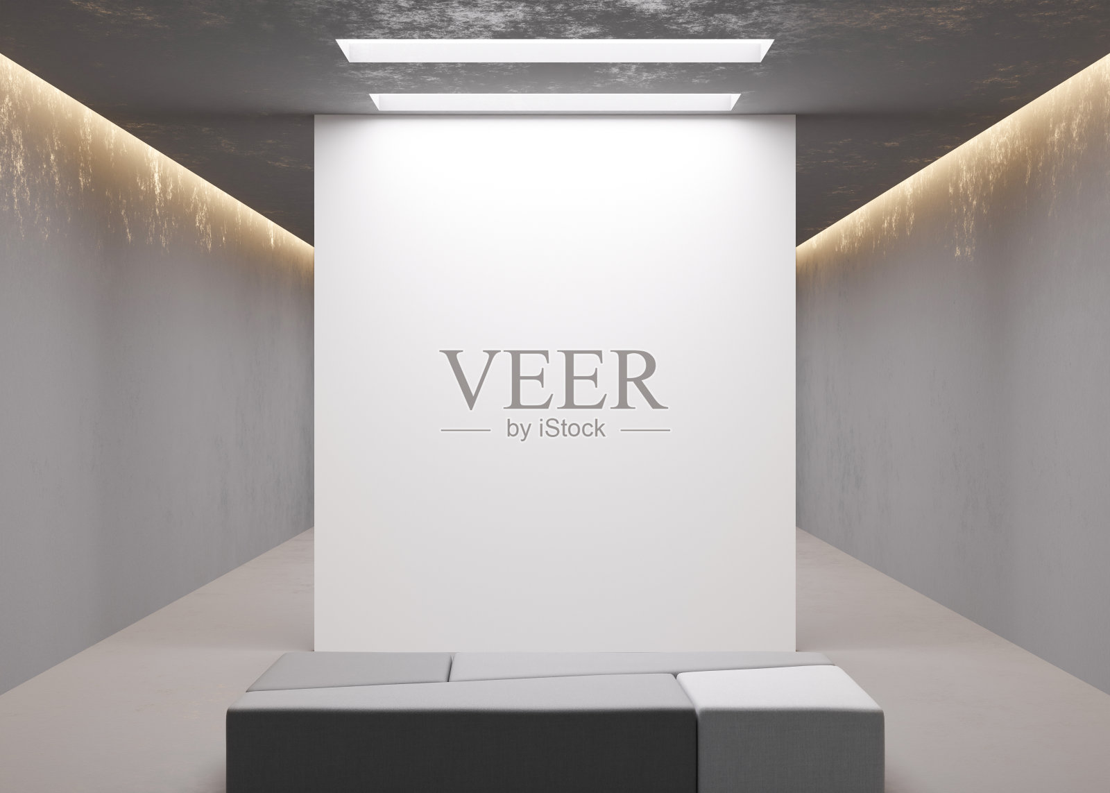 现代美术馆的空白墙。室内设计以极简风格。自由，复制空间为您的艺术作品，图片，文本，或其他设计。空的展览空间。3 d渲染。照片摄影图片