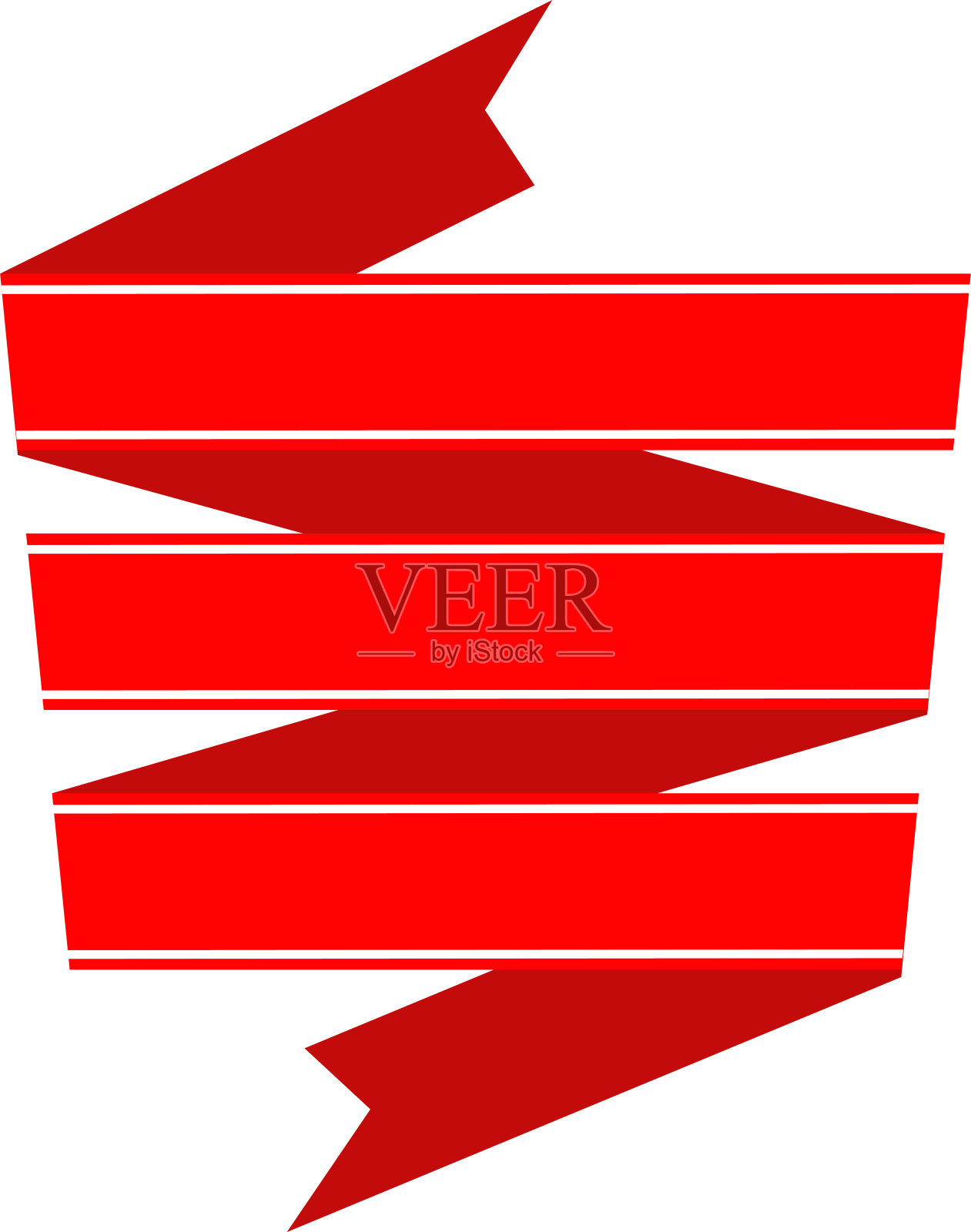 平隔离红丝带，标签和标签。插画图片素材