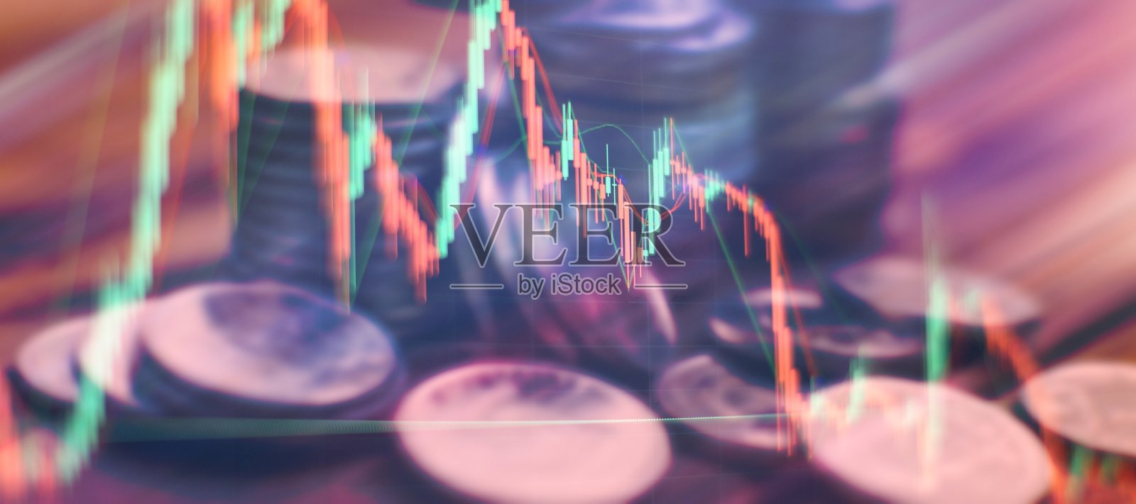 外汇交易市场烛台图，加密货币数字经济。投资增长。经济趋势照片摄影图片