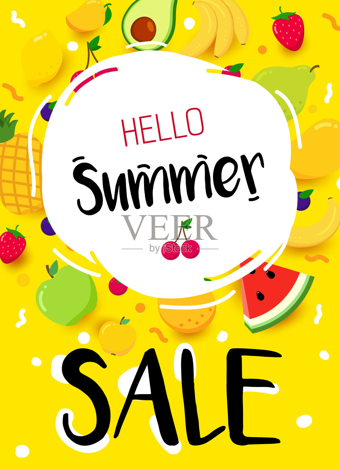 明亮的夏天海报水果你好夏天设计元素图片