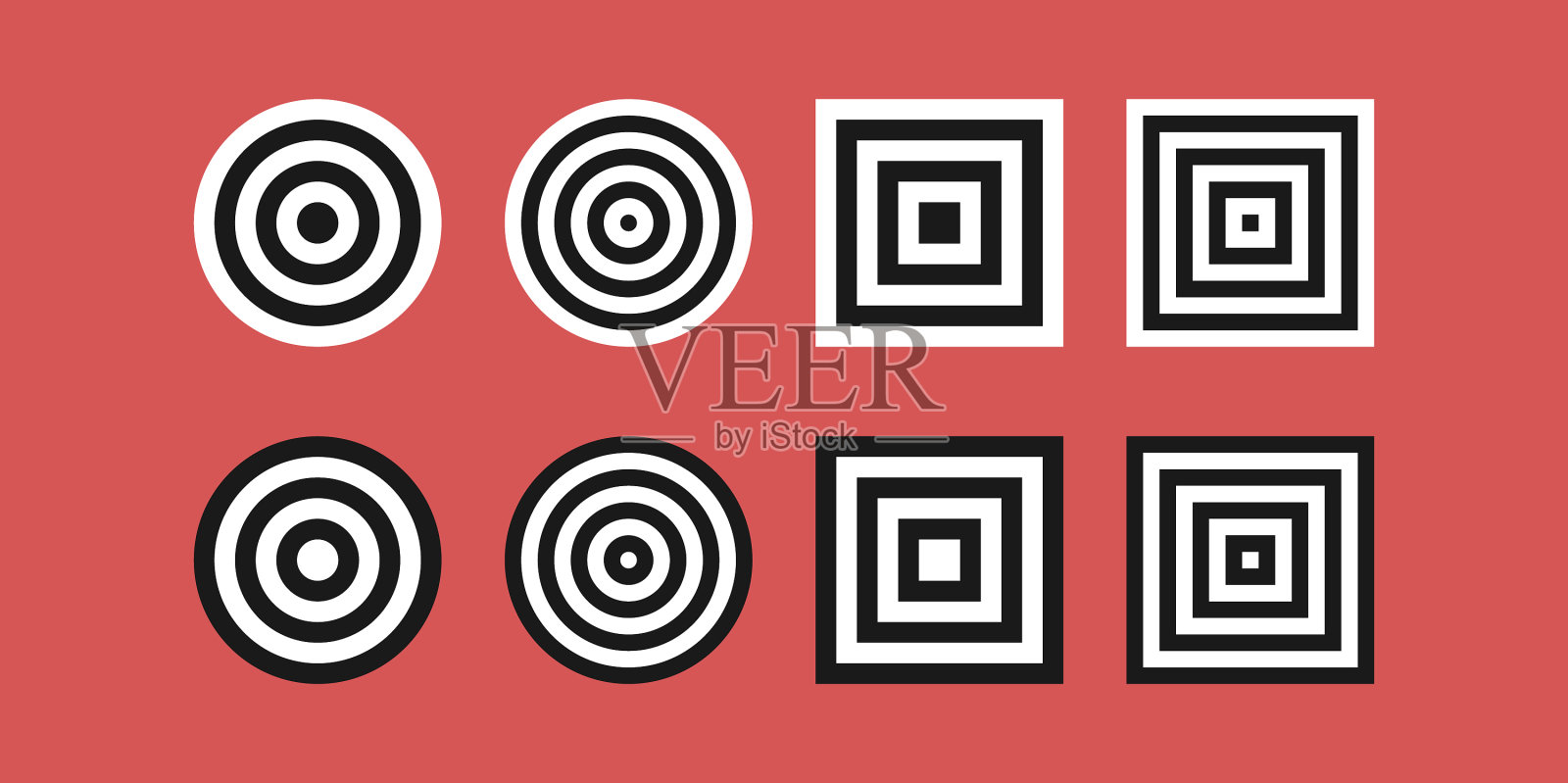 一组现代平面风格的几何图形图标素材