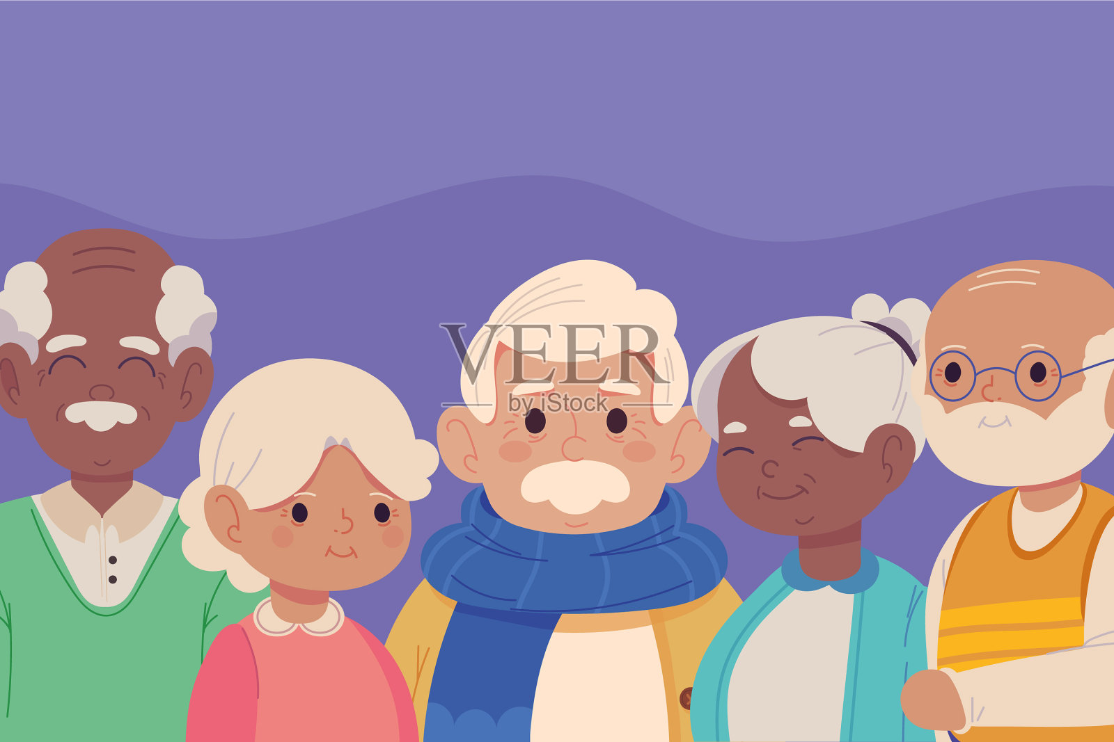 老年人的卡通插画图片素材