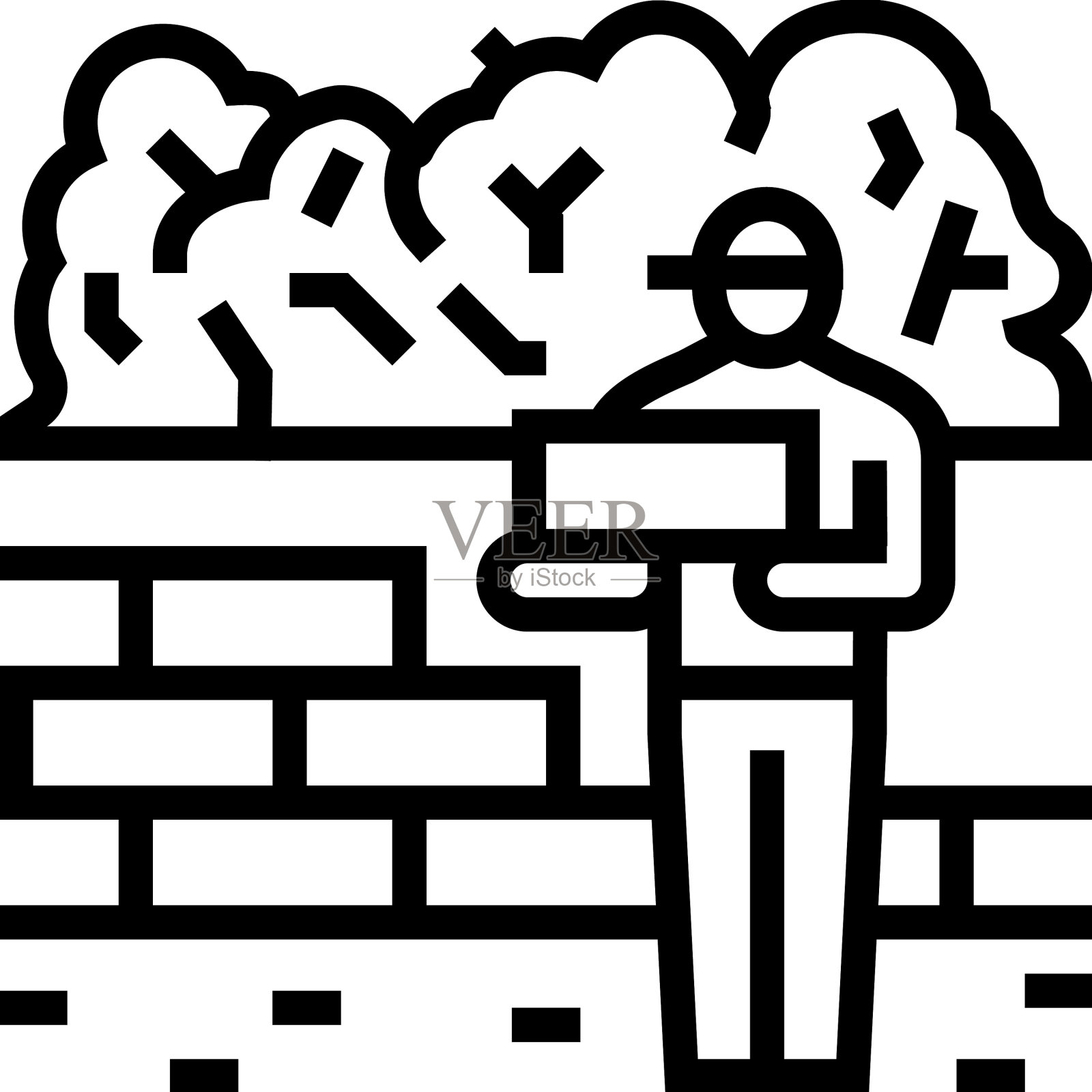 砌砖服务线图标设计元素图片