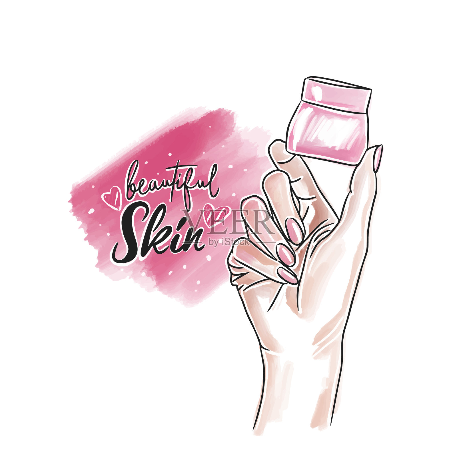 美肤手写字护肤插画图片素材