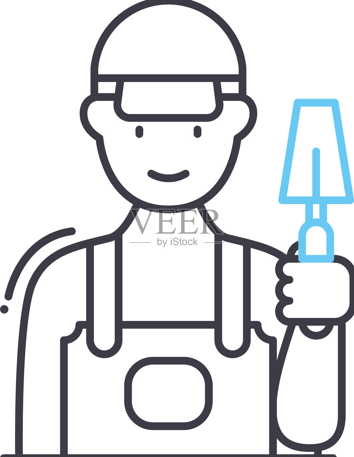 油漆工职业线图标轮廓符号设计元素图片