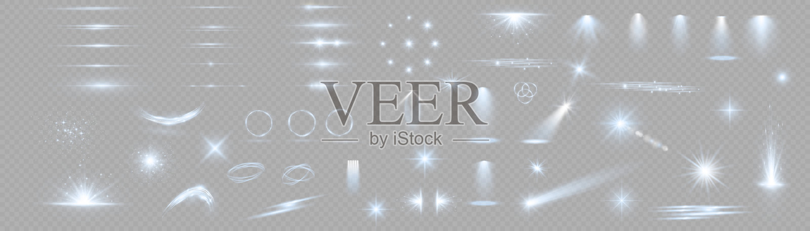 灯光效果集太阳闪光火花星星镜头闪光插画图片素材