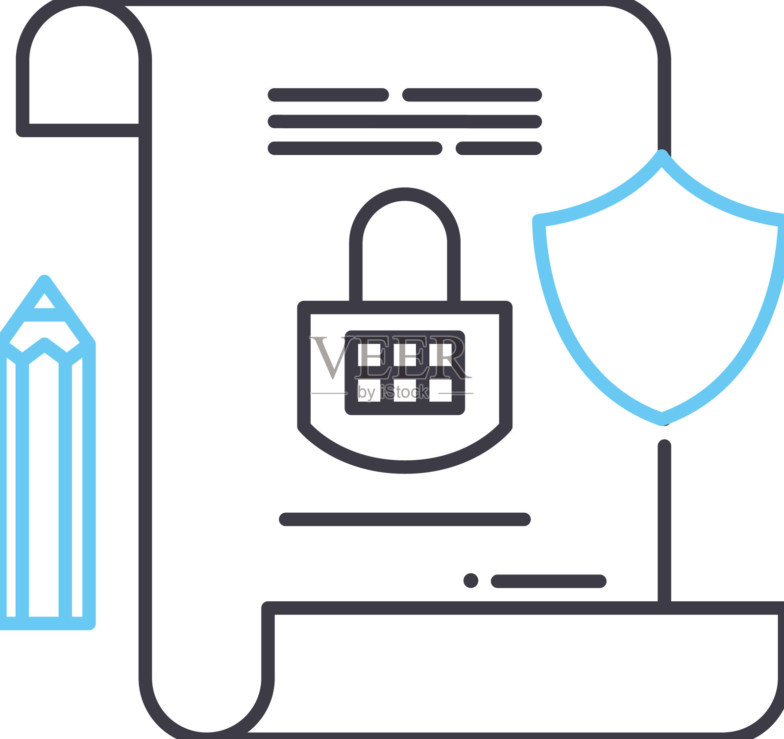 法律用纸线条图标轮廓符号设计元素图片