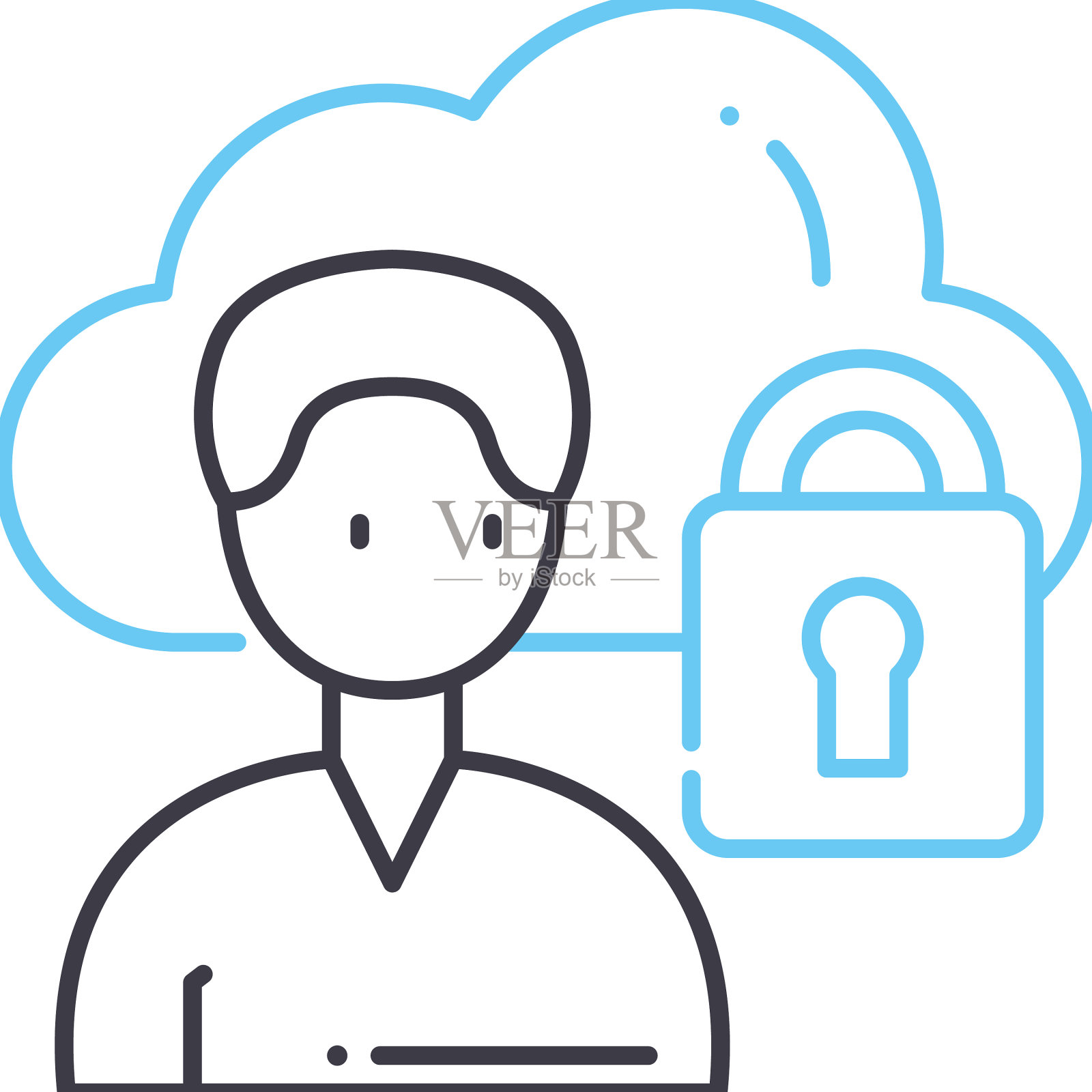 私有云服务线路图标轮廓符号设计元素图片