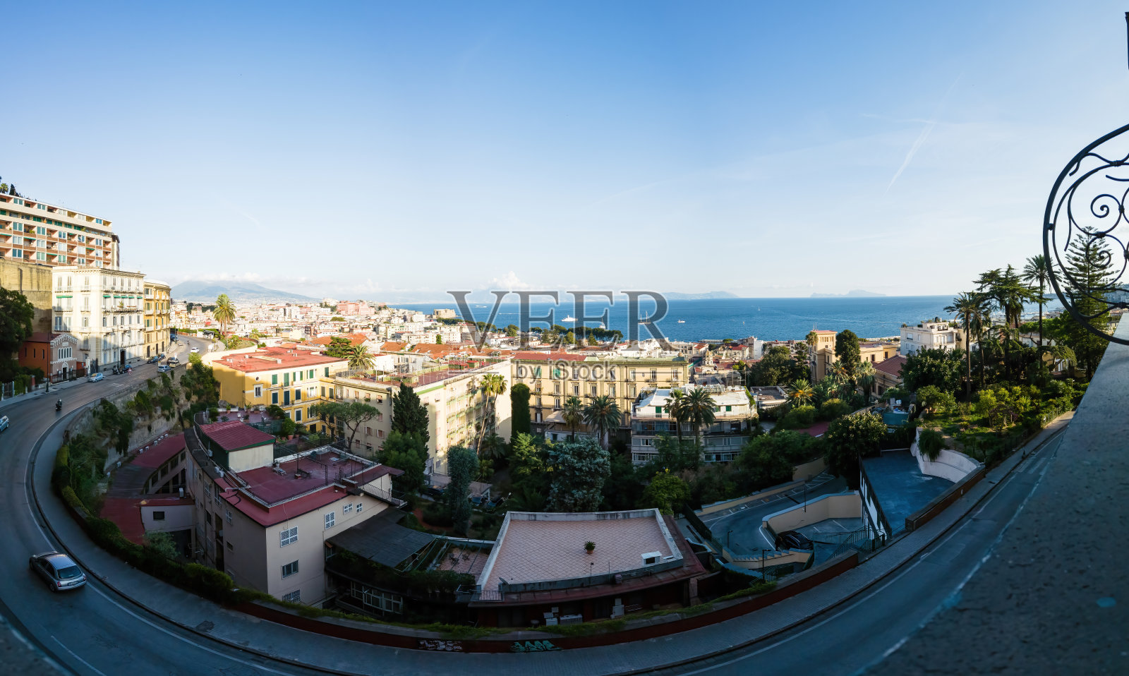 日落时的那不勒斯天际线照片摄影图片