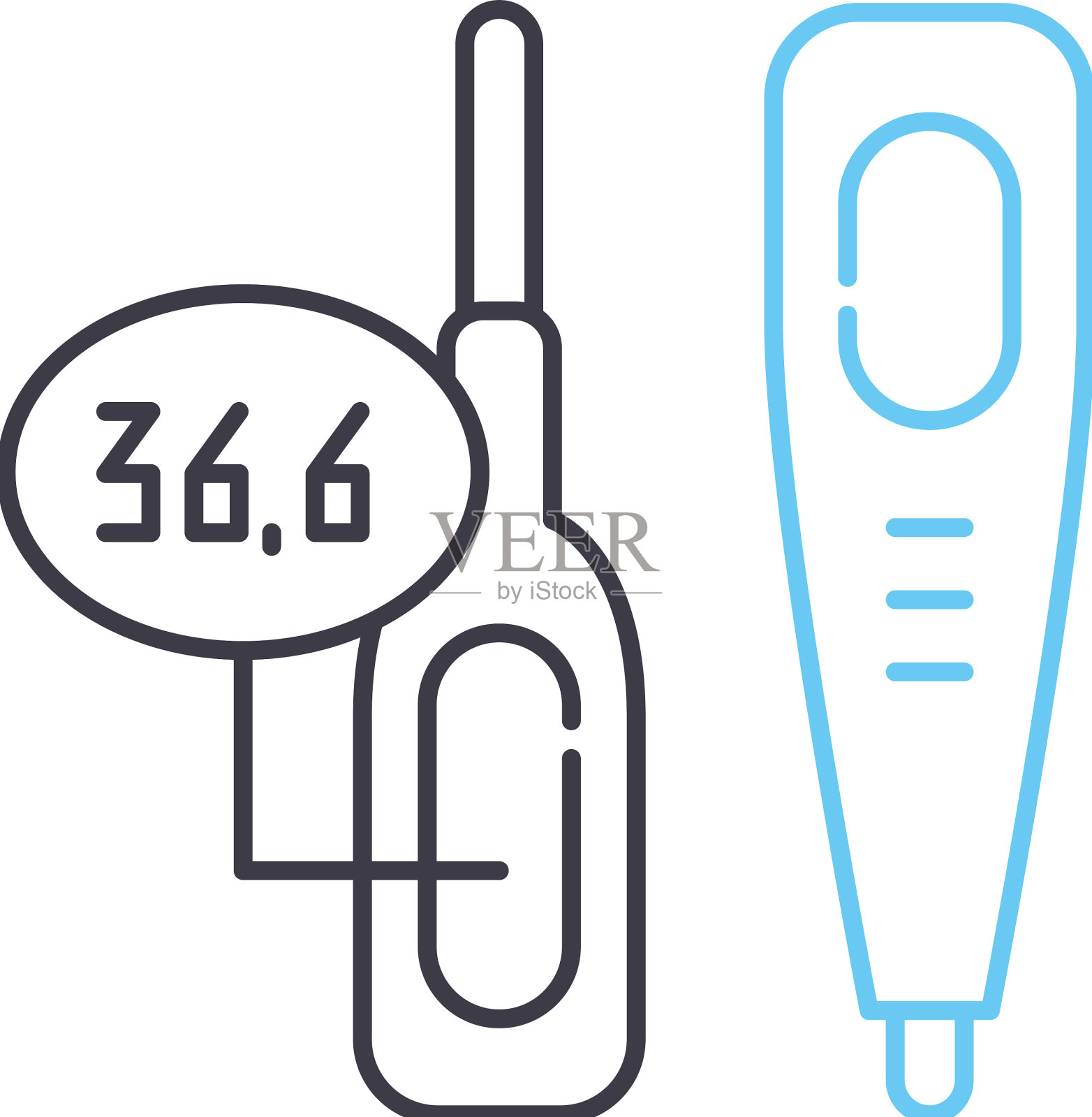 温度计线图标轮廓符号设计元素图片