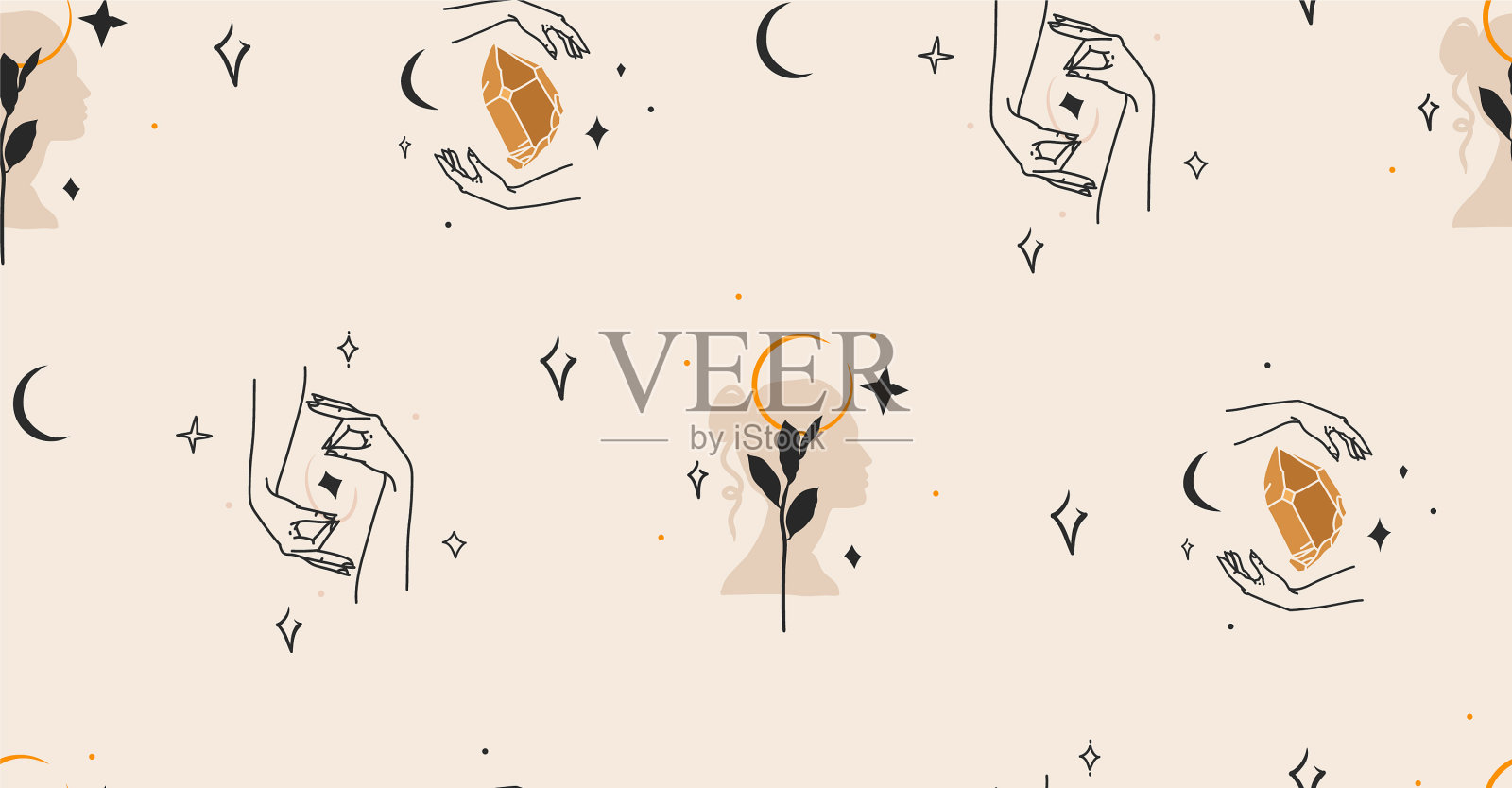 手绘抽象库存平面图形插画图片素材