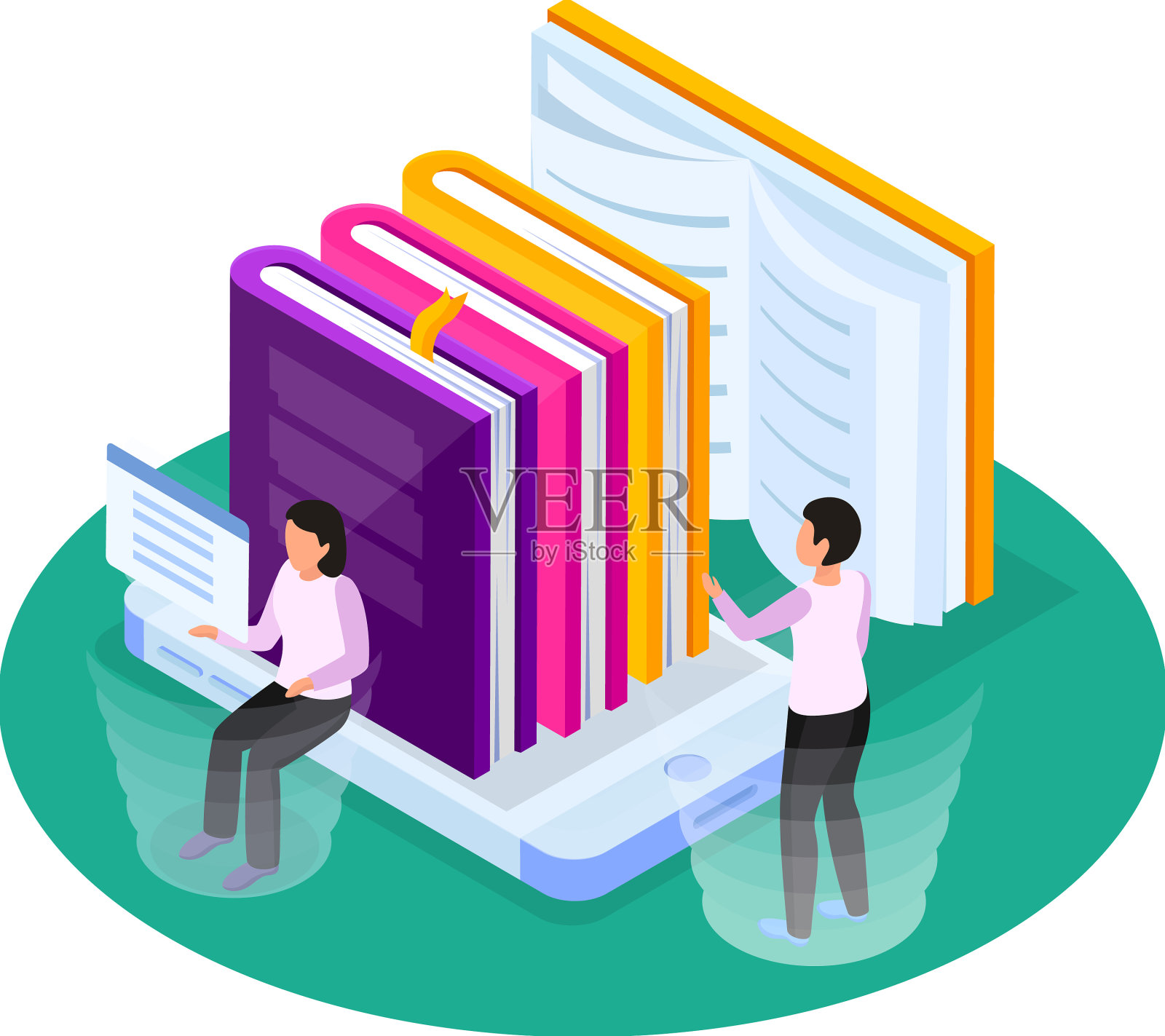 在线图书馆组成设计元素图片