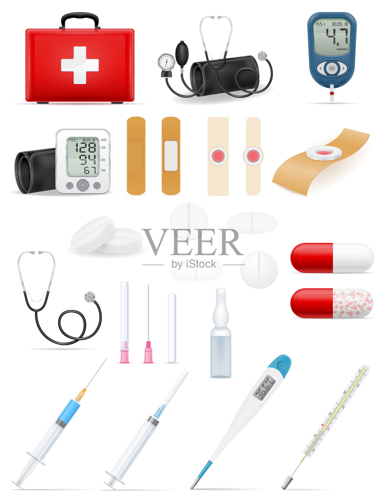 医疗组图标、设备、工具和物品图标素材