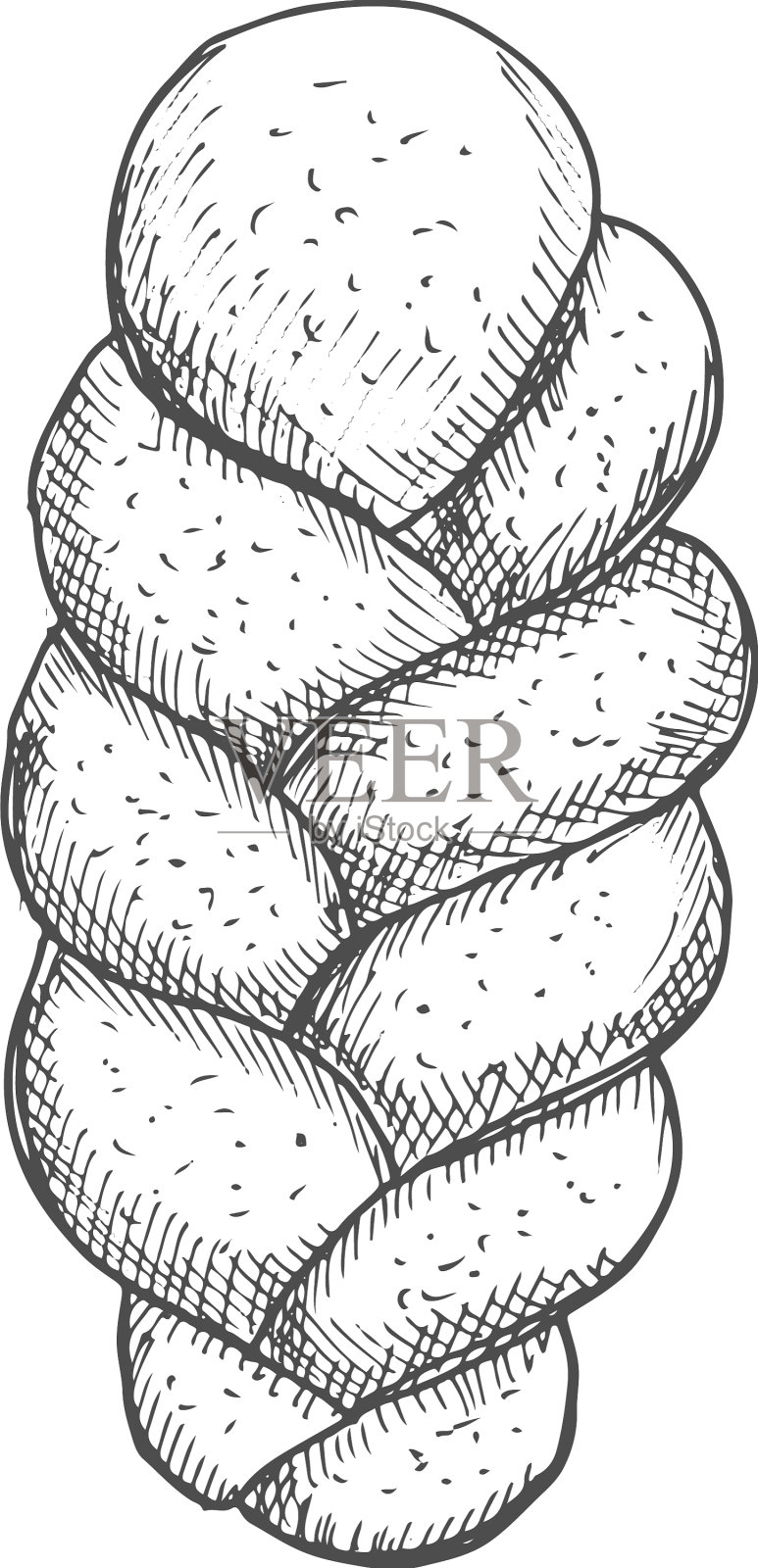 糕点食品编织面包孤立素描设计元素图片