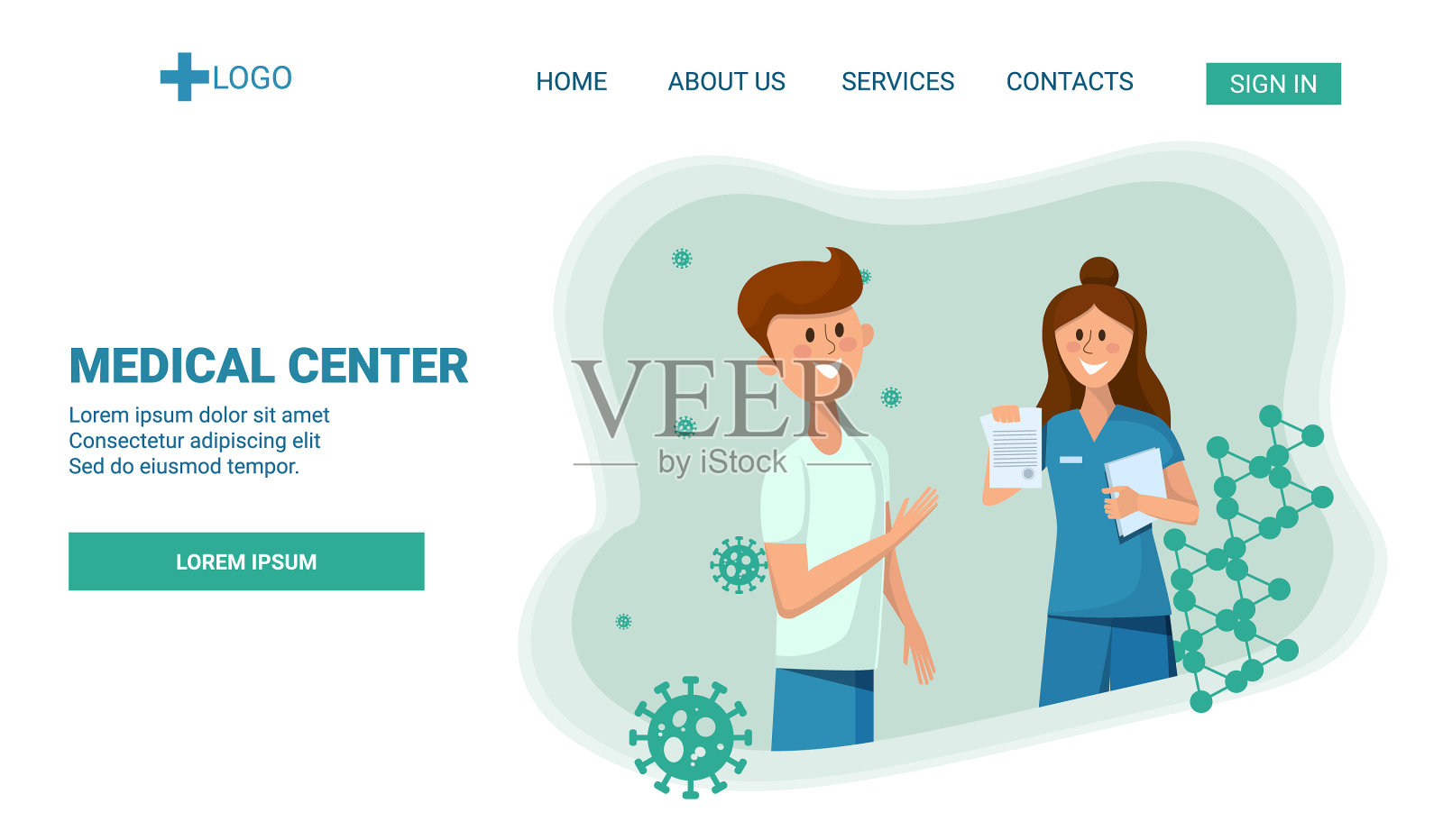 医生给病人开处方插画图片素材