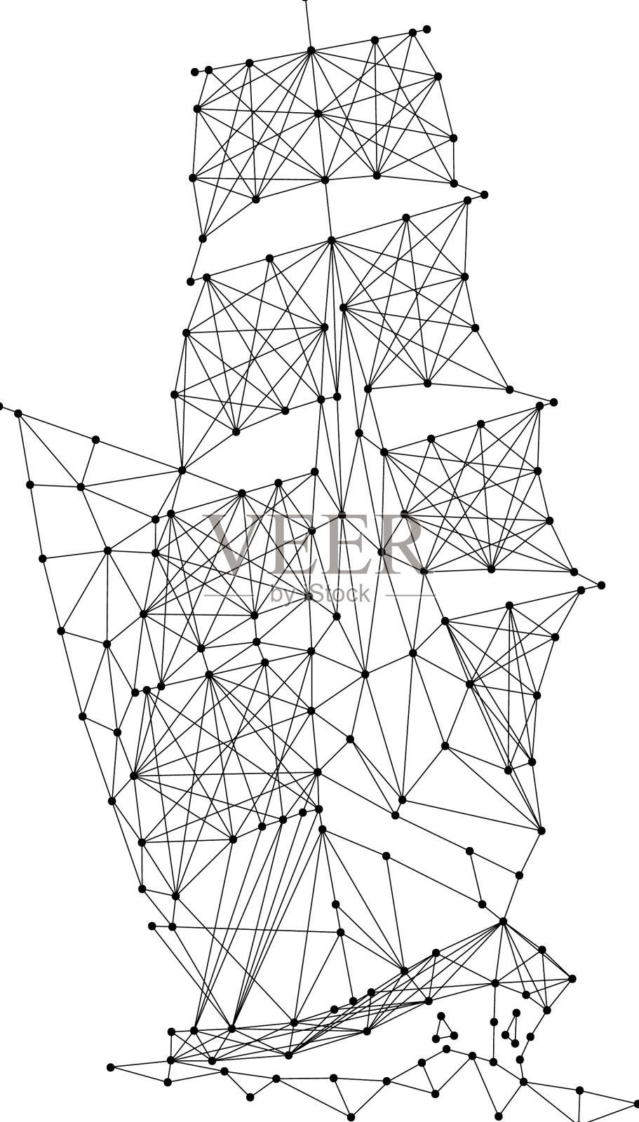 船与桅杆和帆航行帆船从插画图片素材