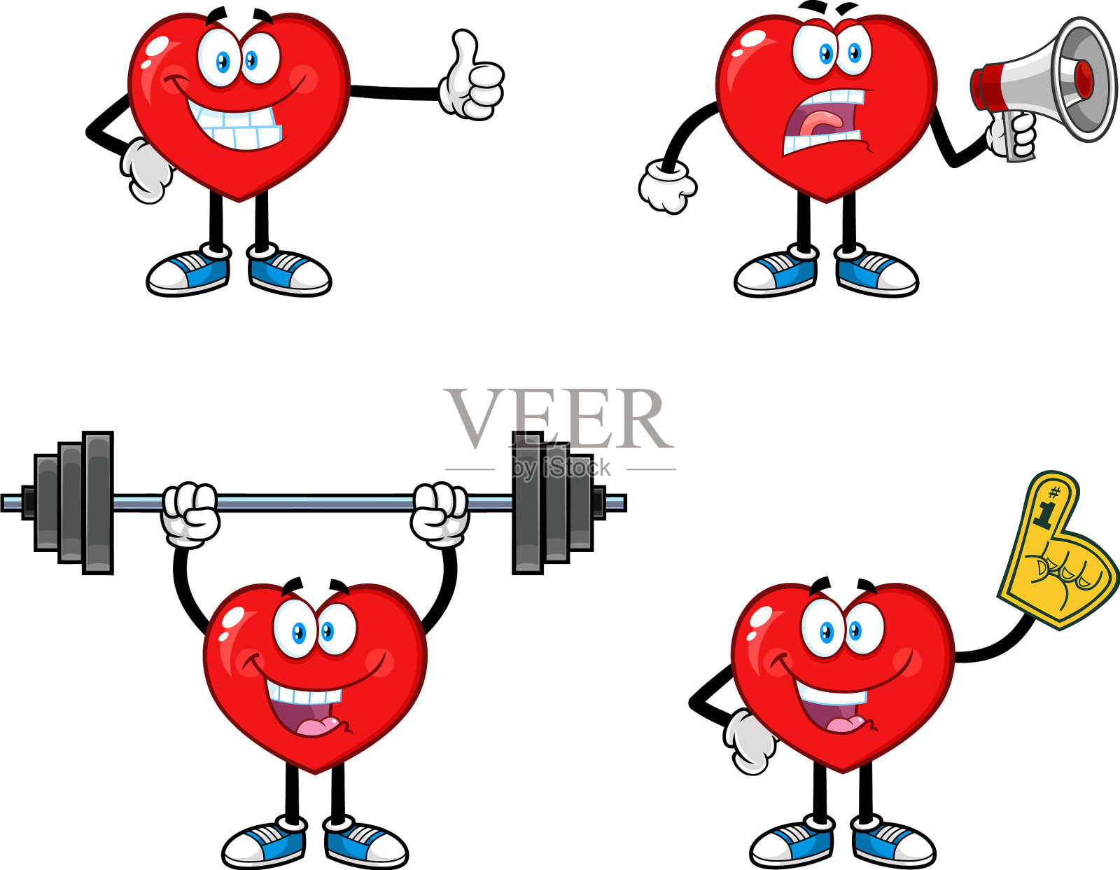 红心卡通人物集合套装图标素材