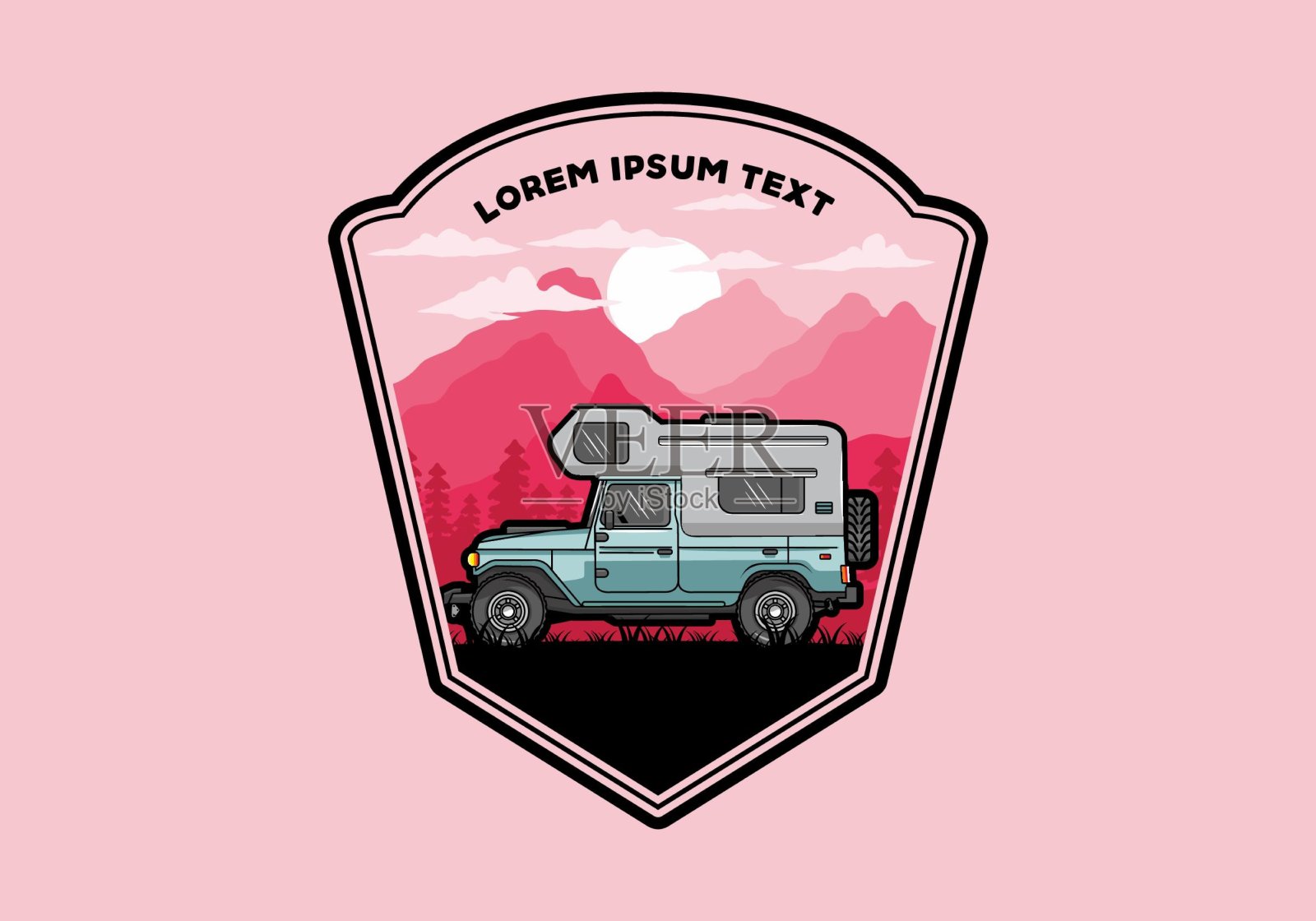 结实的露营车插图徽章插画图片素材