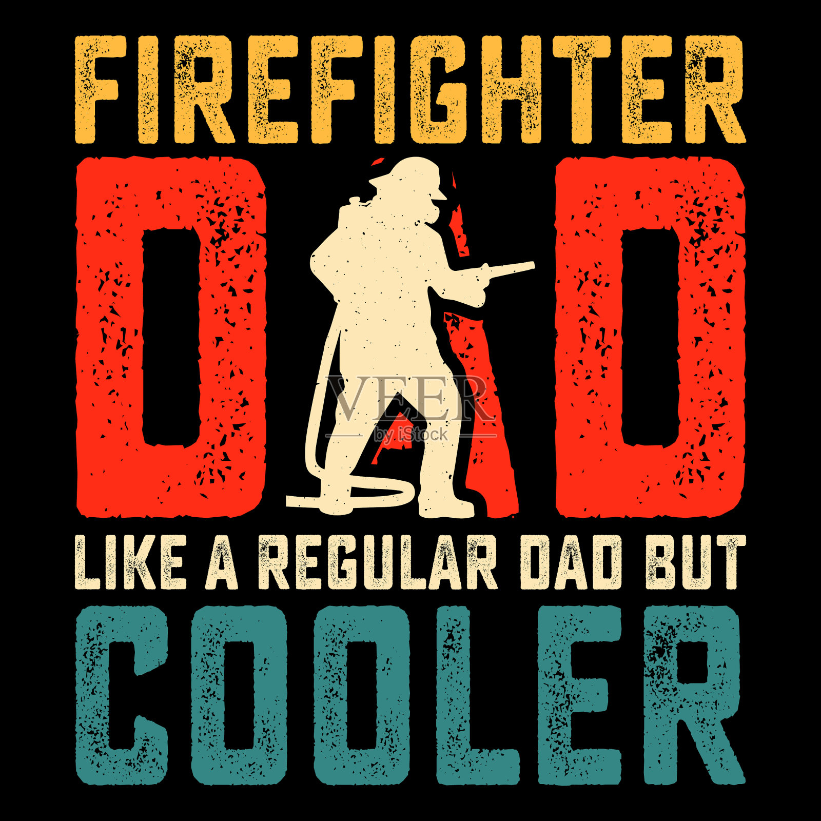 消防员爸爸有趣的父亲节t恤设计插画图片素材