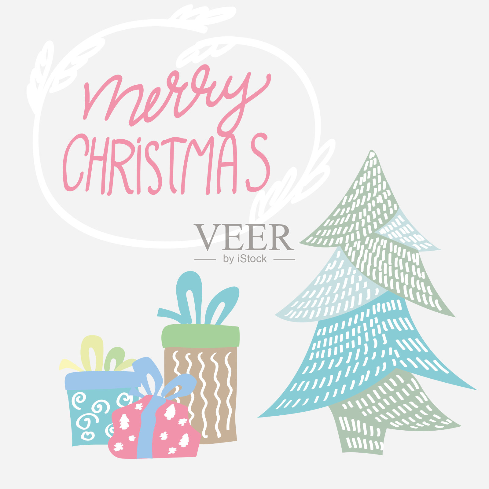 圣诞快乐卡。插画图片素材