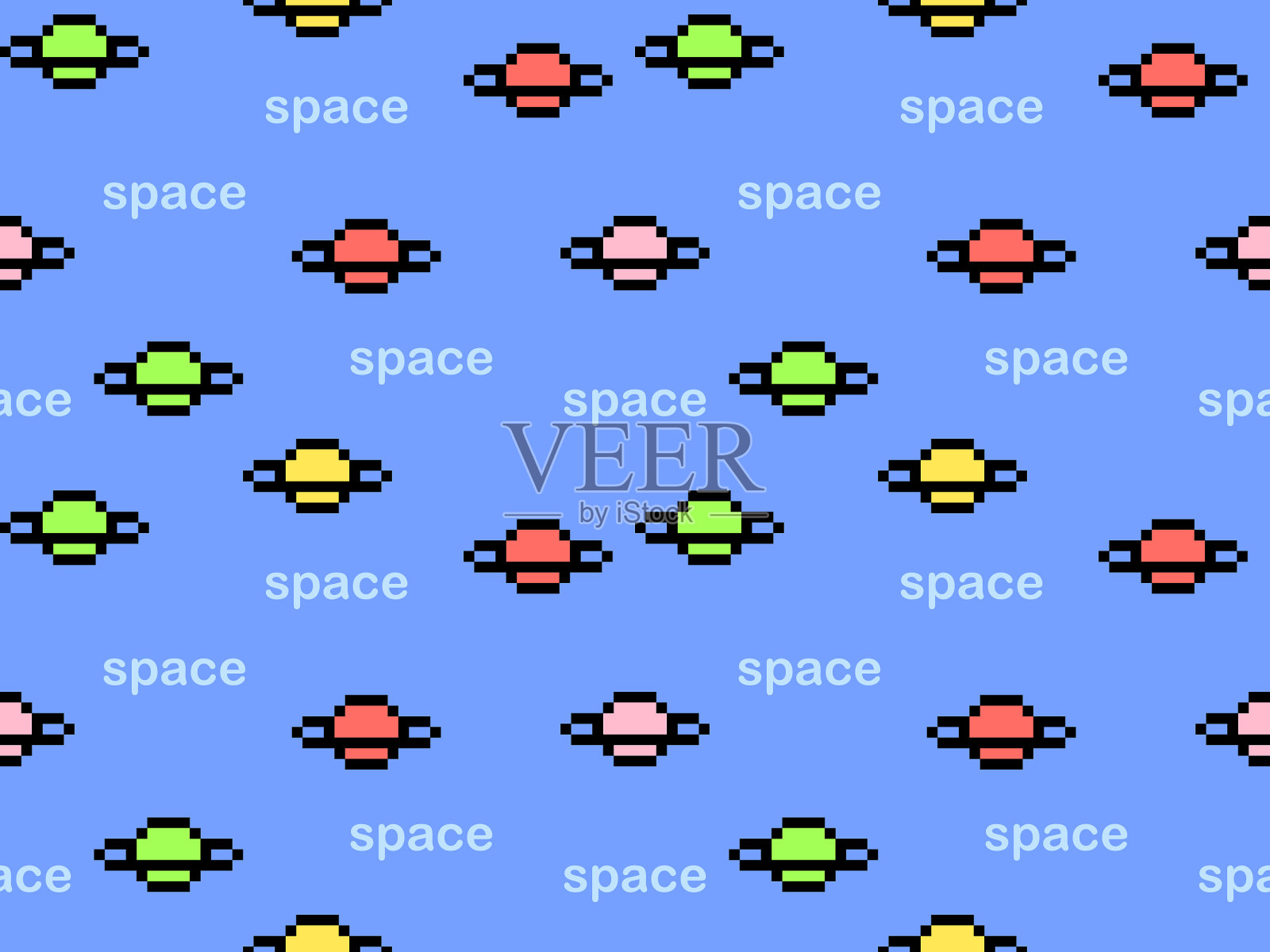 太空卡通人物无缝图案插画图片素材