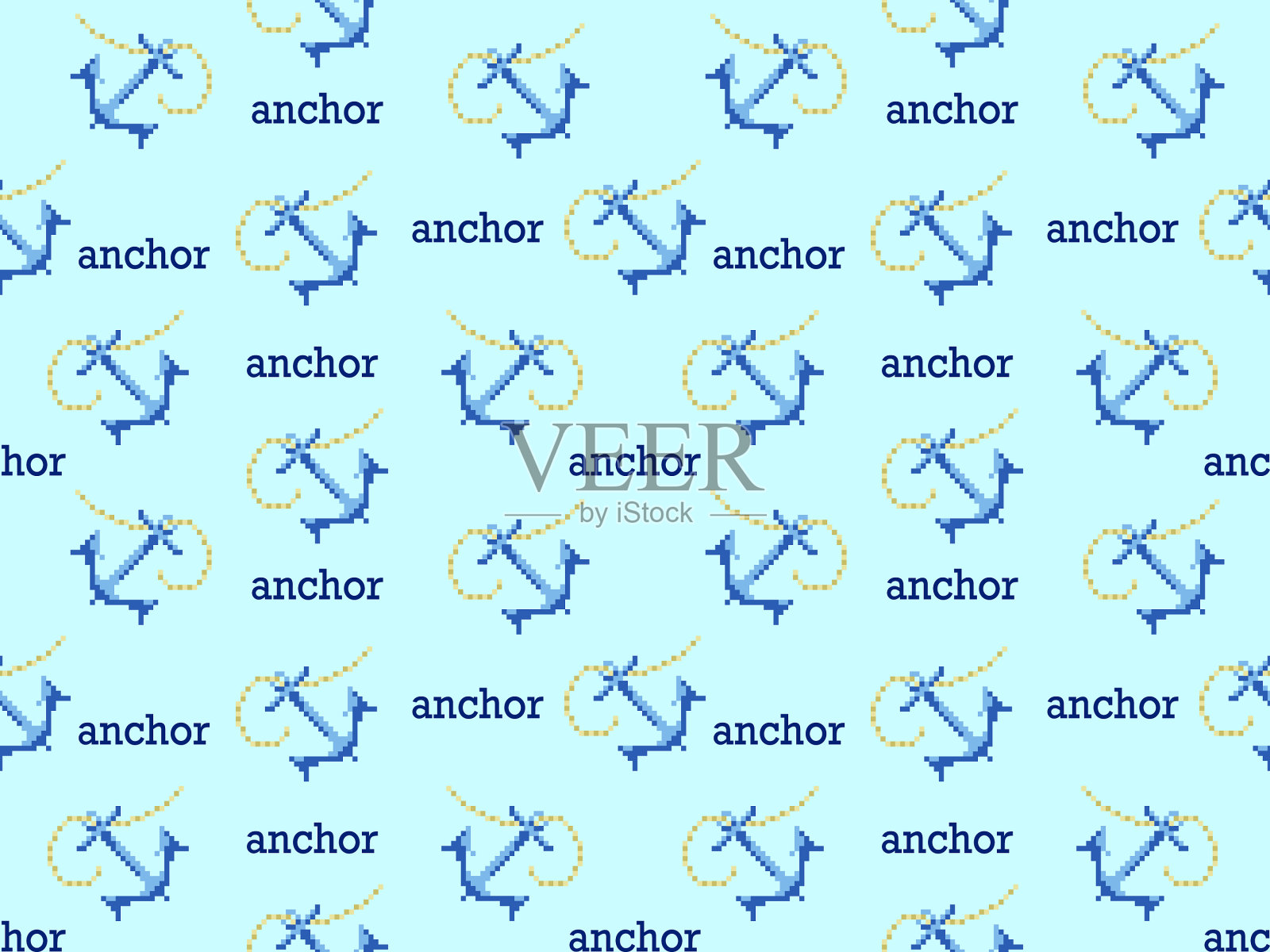 锚卡通人物无缝图案插画图片素材