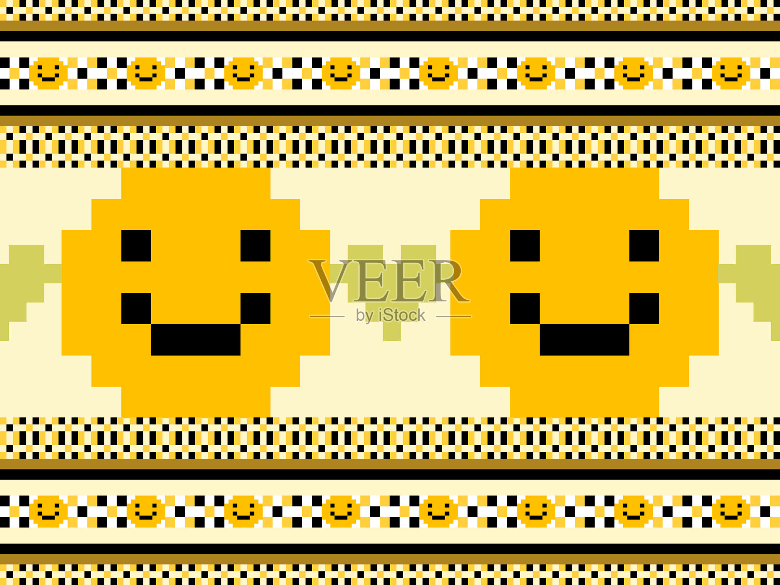 微笑卡通人物无缝图案插画图片素材