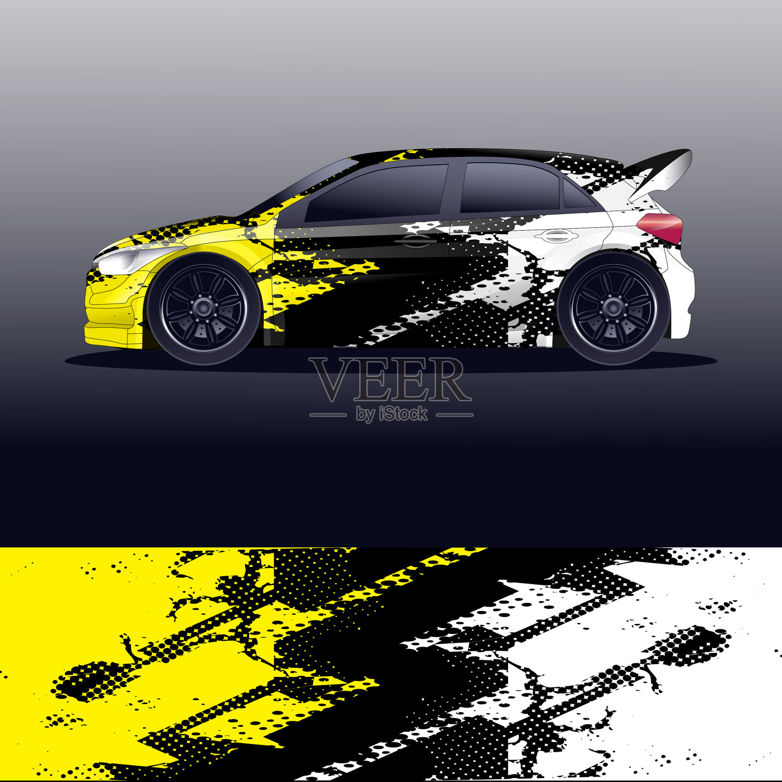拉力赛汽车贴花图形包装插画图片素材