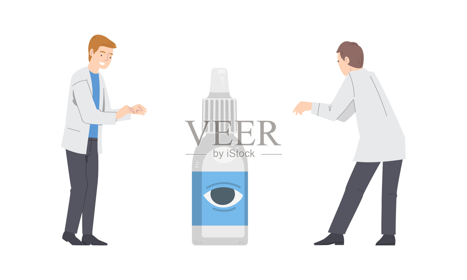 医生给眼科医生一瓶眼药水插画图片素材