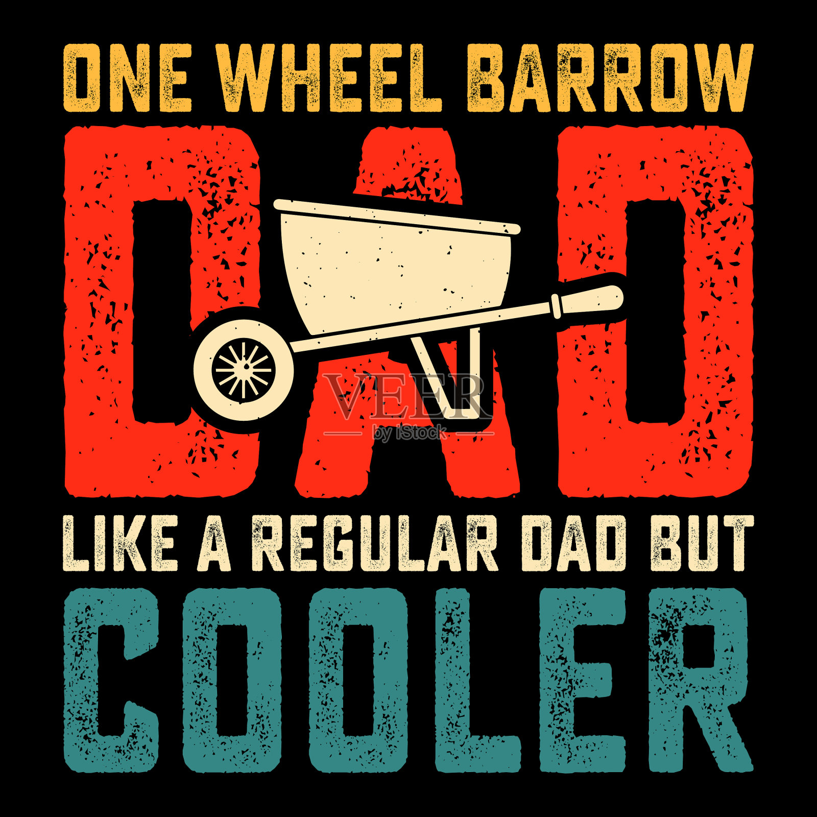 一个轮子手推车有趣的父亲节t恤设计插画图片素材
