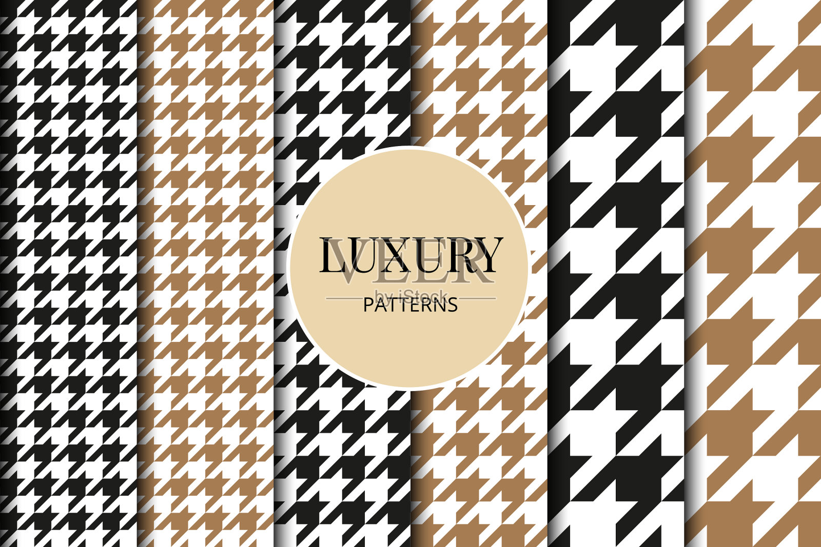 犬牙纹无缝图案套装面料插画图片素材