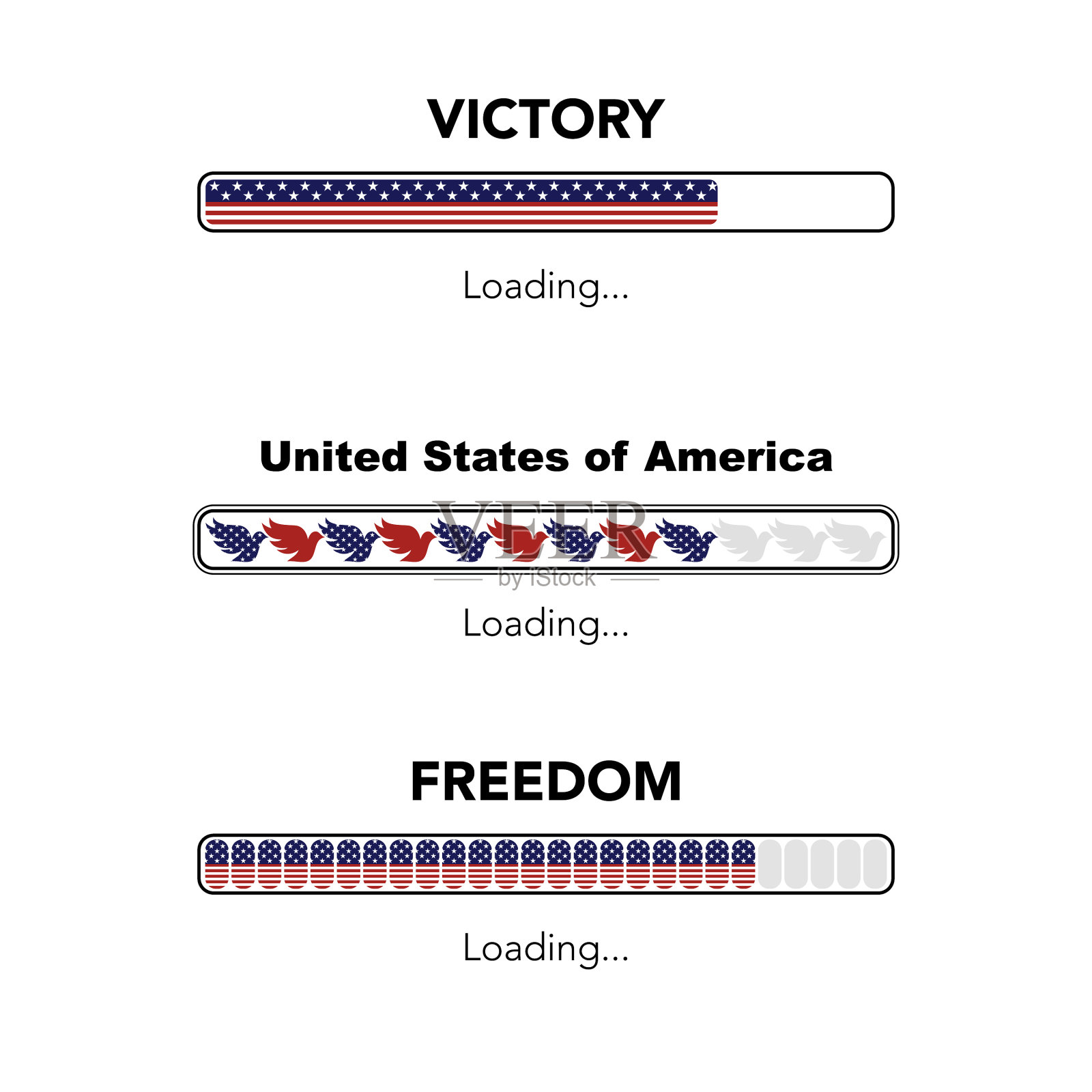 美国国旗装载横幅插画图片素材