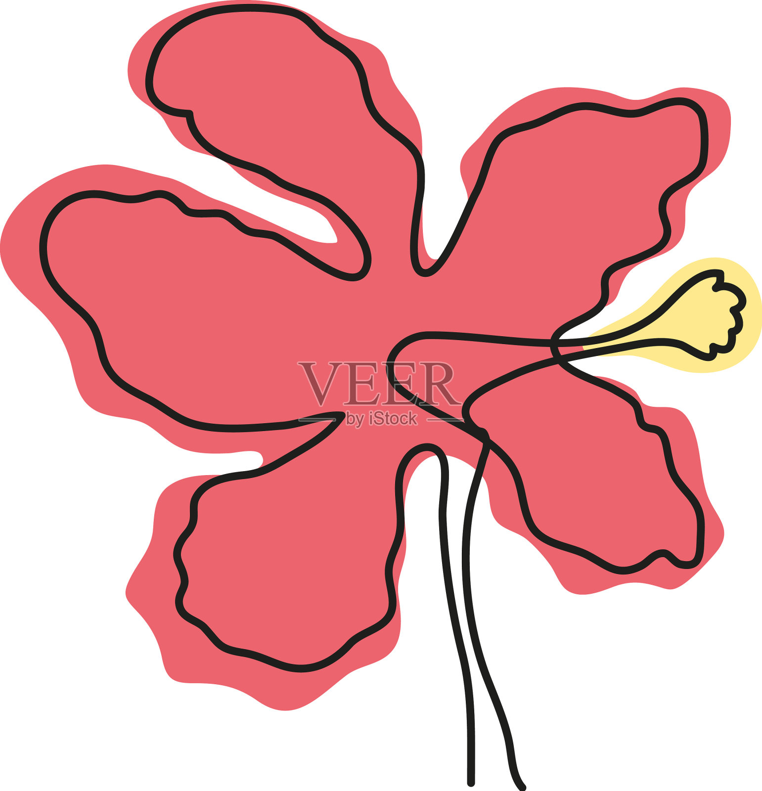 花木槿花一行设计元素图片